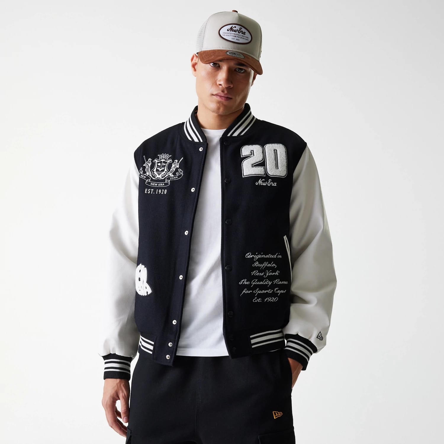 New Era Patch Black Varsity Jacket-kentox