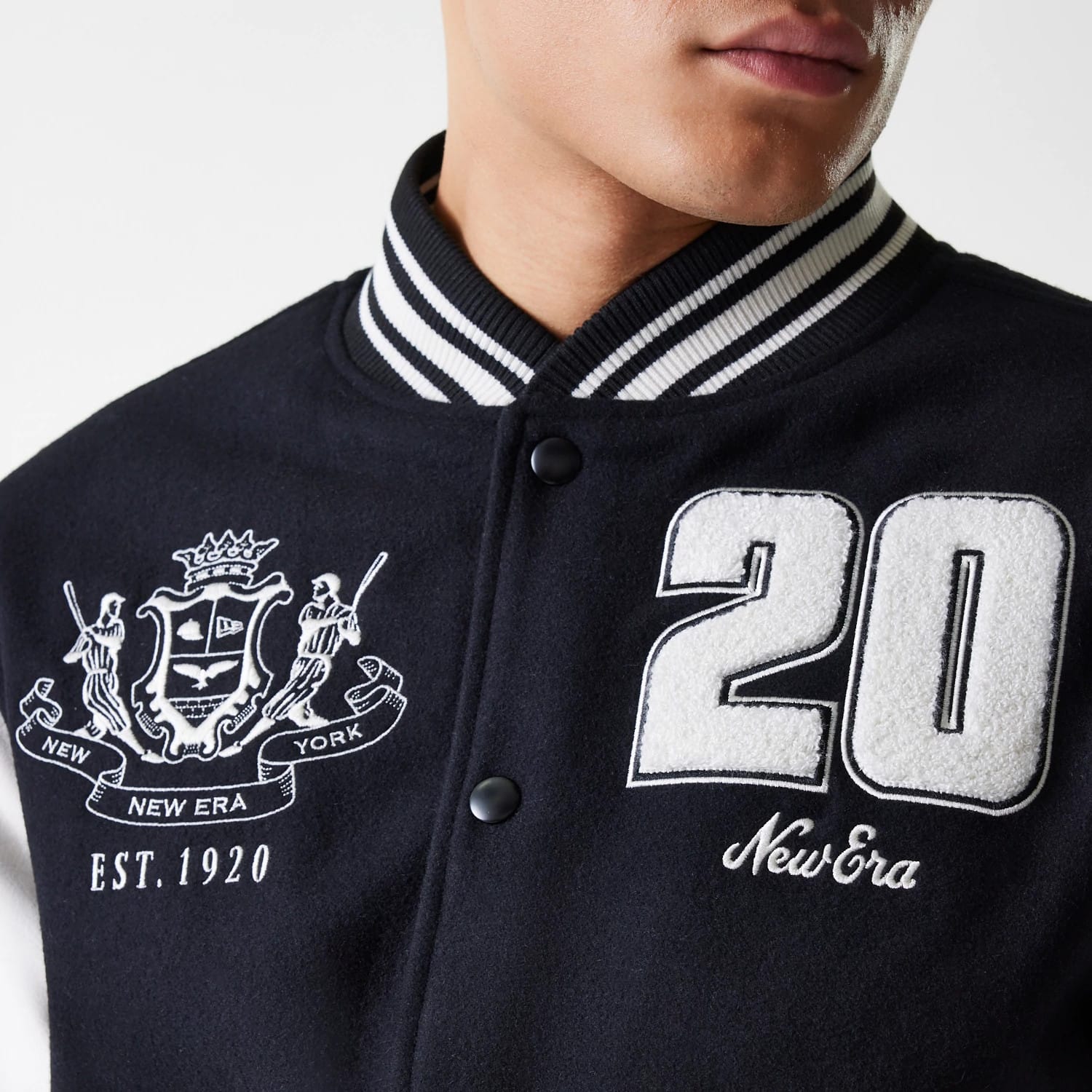 New Era Patch Black Varsity Jacket-kentox