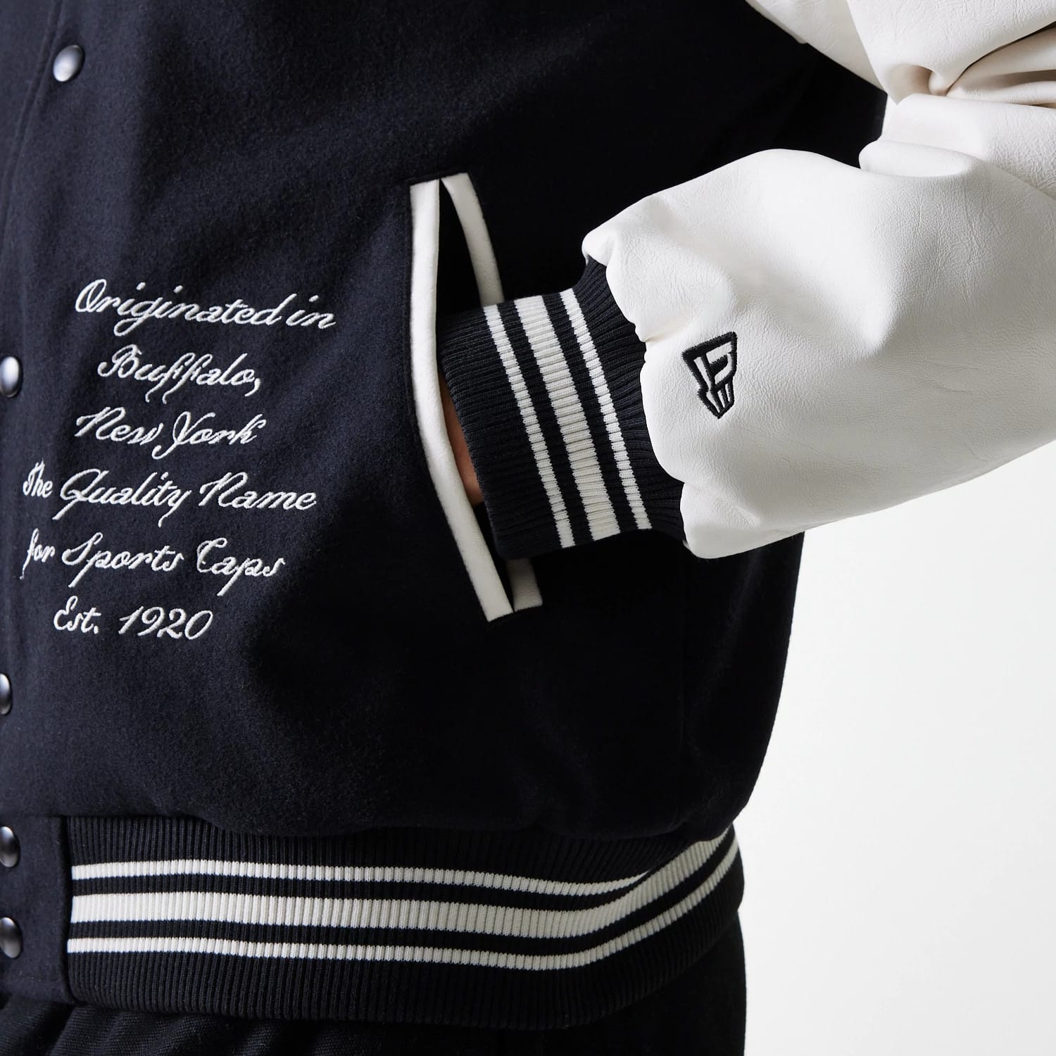 New Era Patch Black Varsity Jacket-kentox