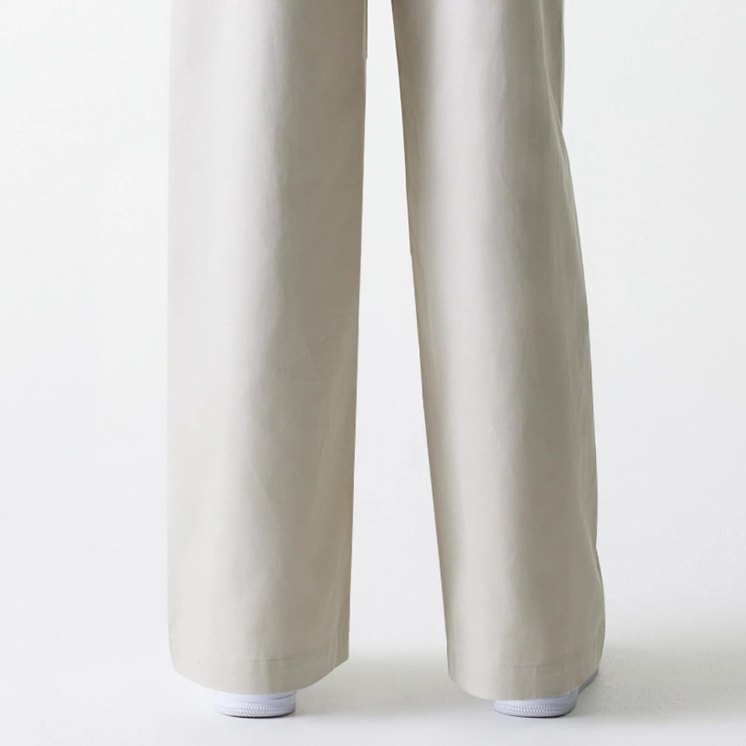 Womens New Era Light Beige Wide Leg Chino Trousers-kentox