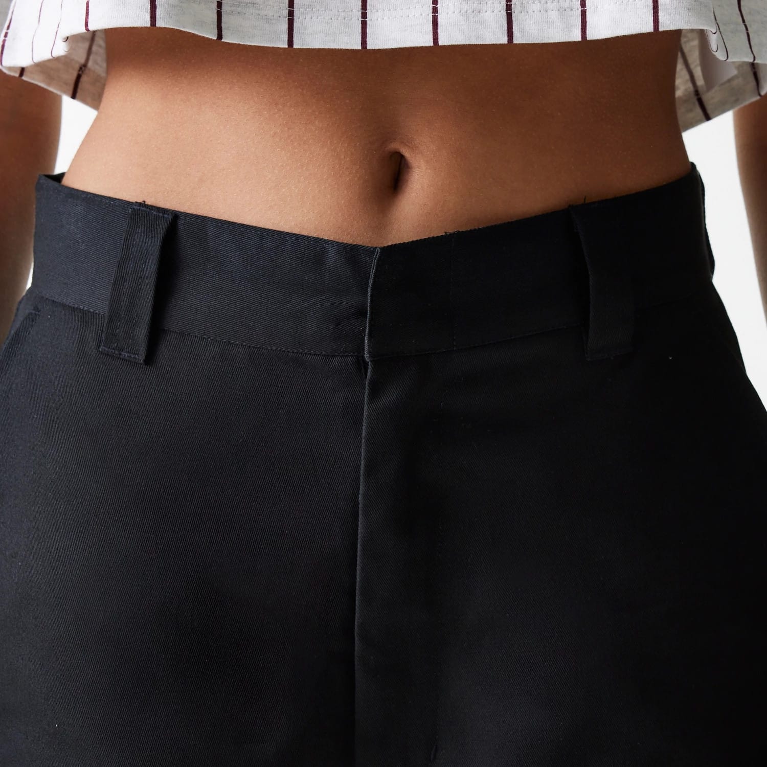 Womens New Era Black Wide Leg Chino Trousers-kentox