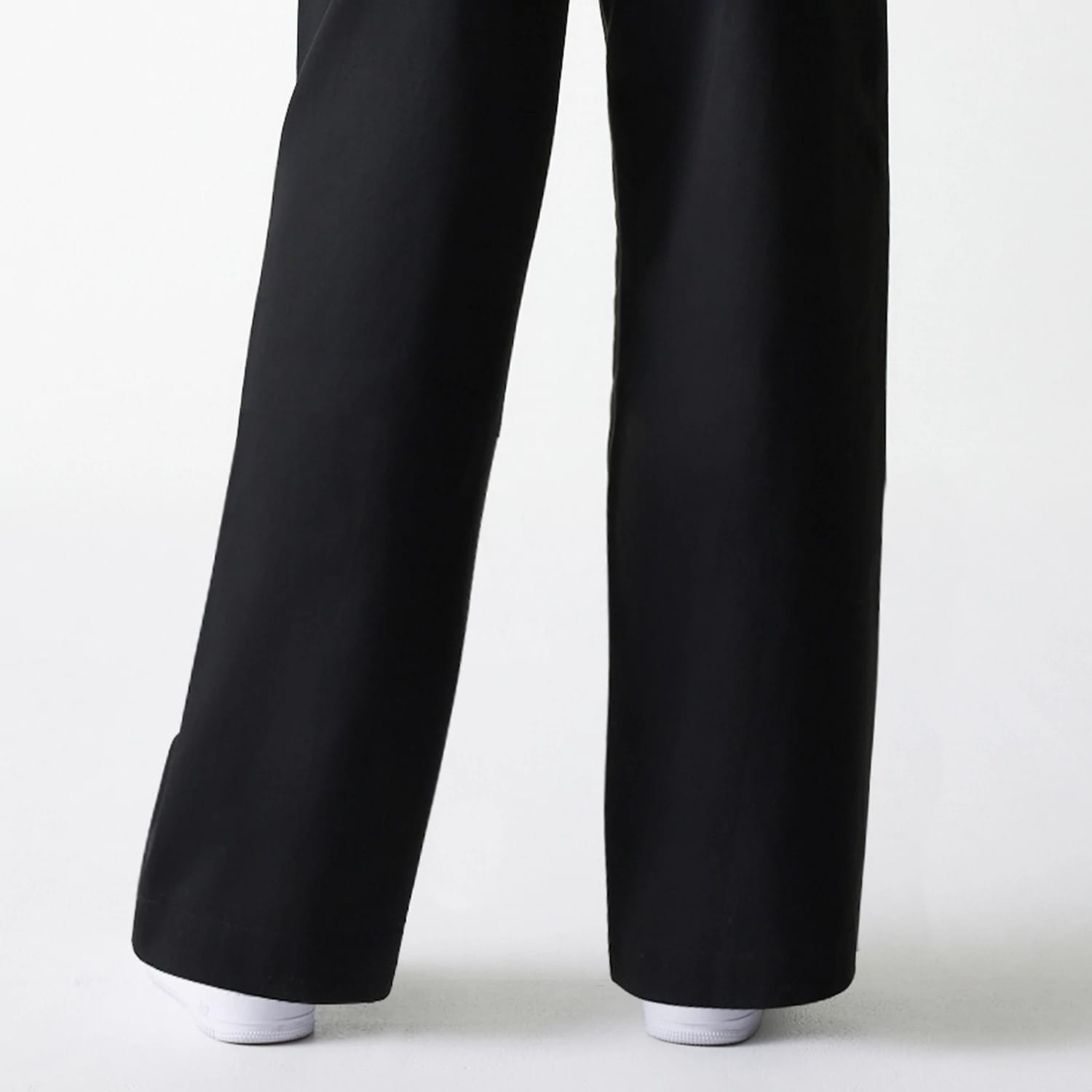 Womens New Era Black Wide Leg Chino Trousers-kentox