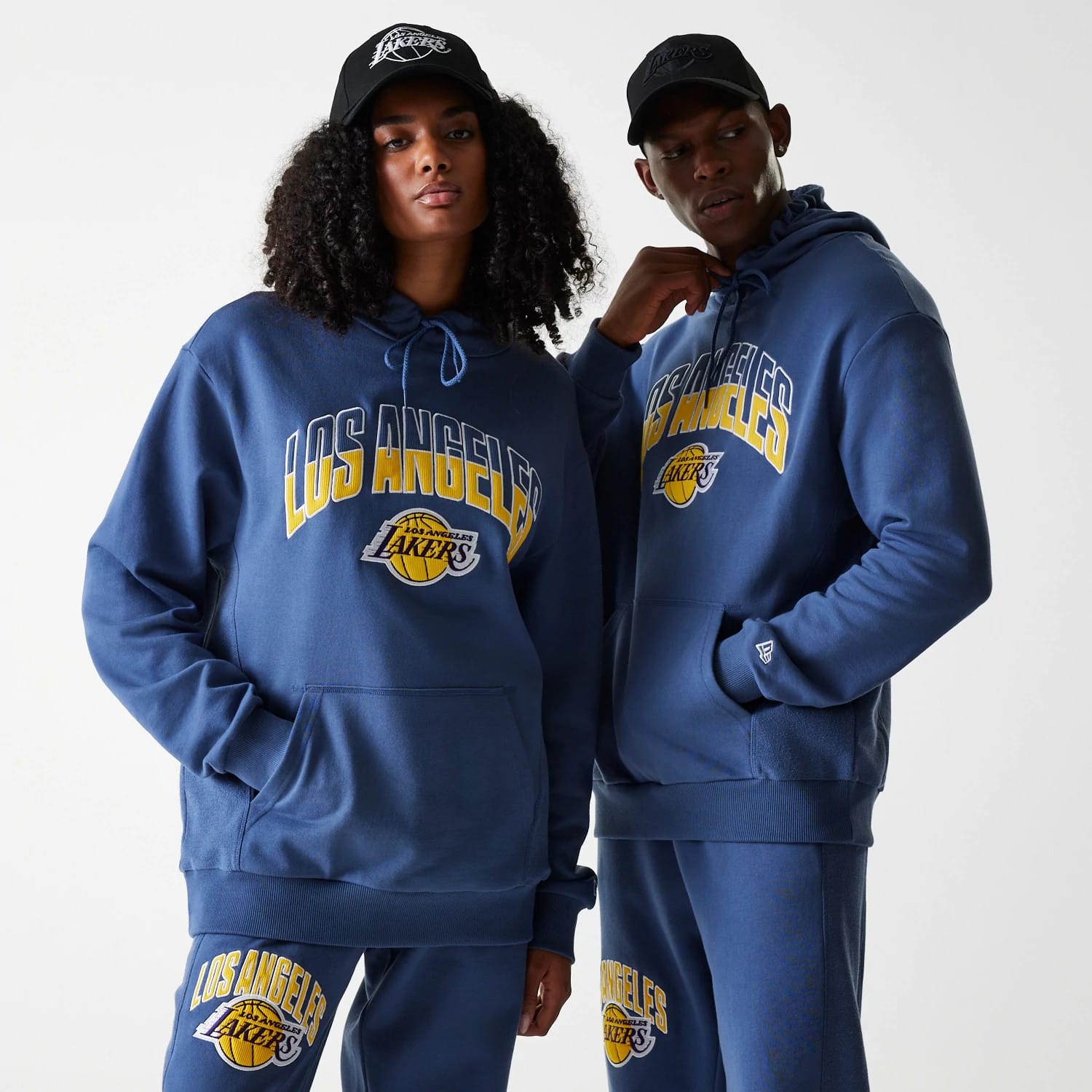 LA Lakers NBA Arch Graphic Dark Blue Oversized Pullover Hoodie-kentox