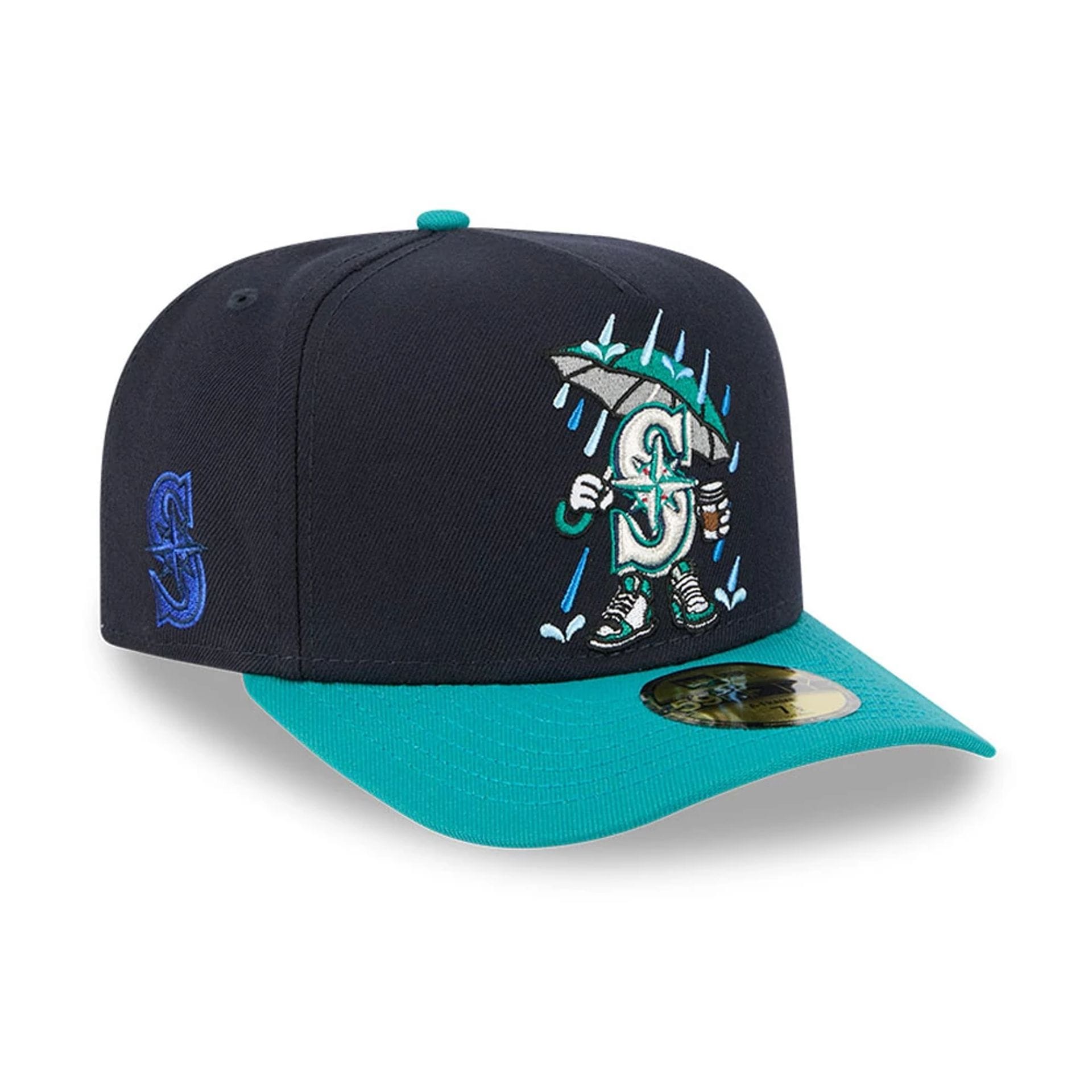Seattle Mariners MLB Cartoon Navy 59FIFTY A-Frame Fitted Cap-kentox