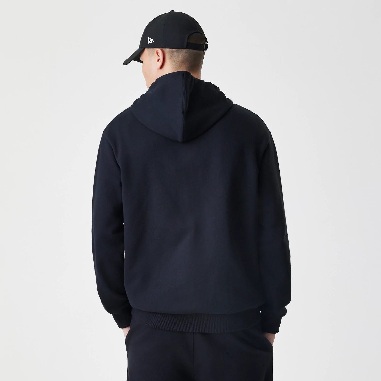 New Era Premium Essential Black Oversized Full Zip Hoodie-kentox