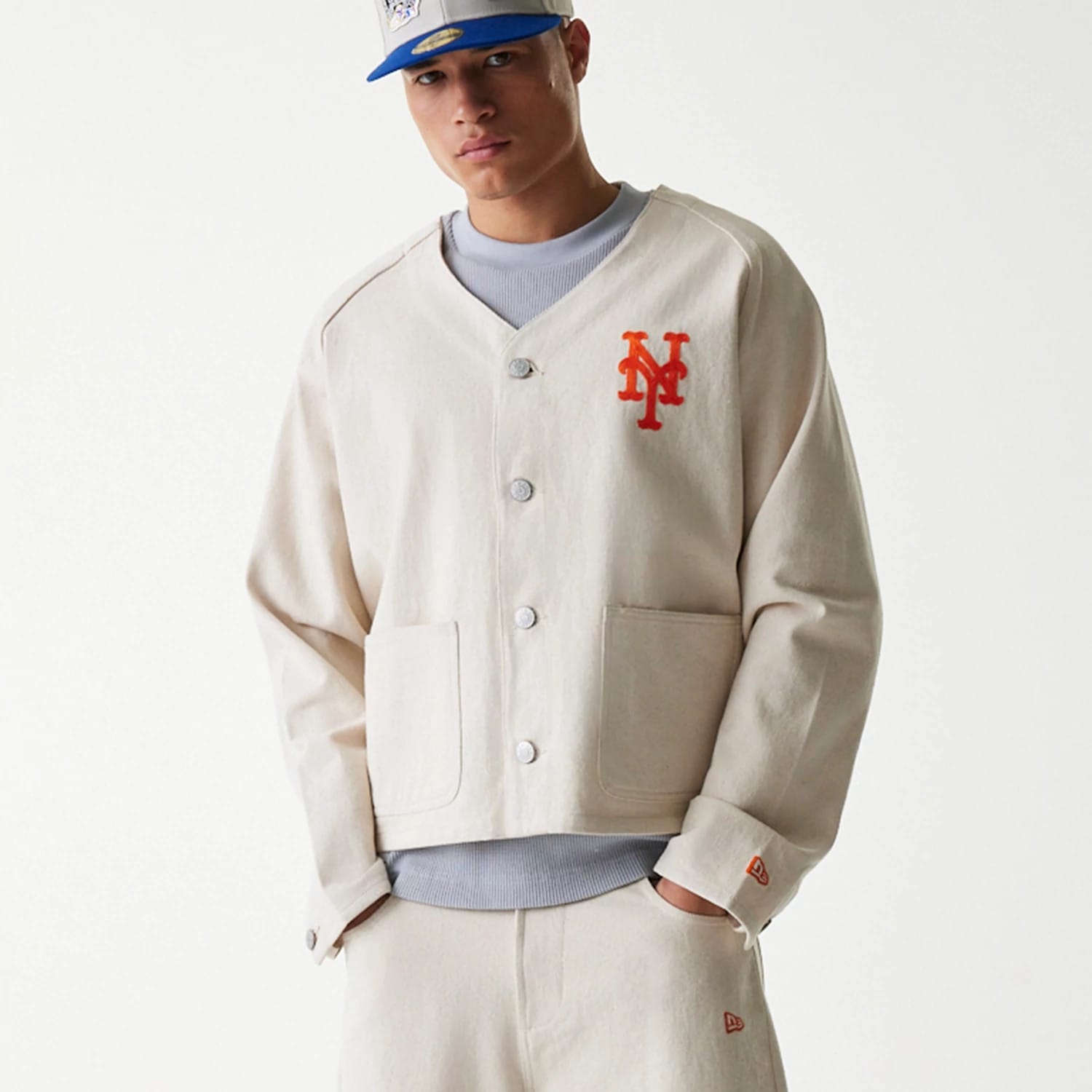 New York Mets MLB Cotton Open Cream Jacket-kentox