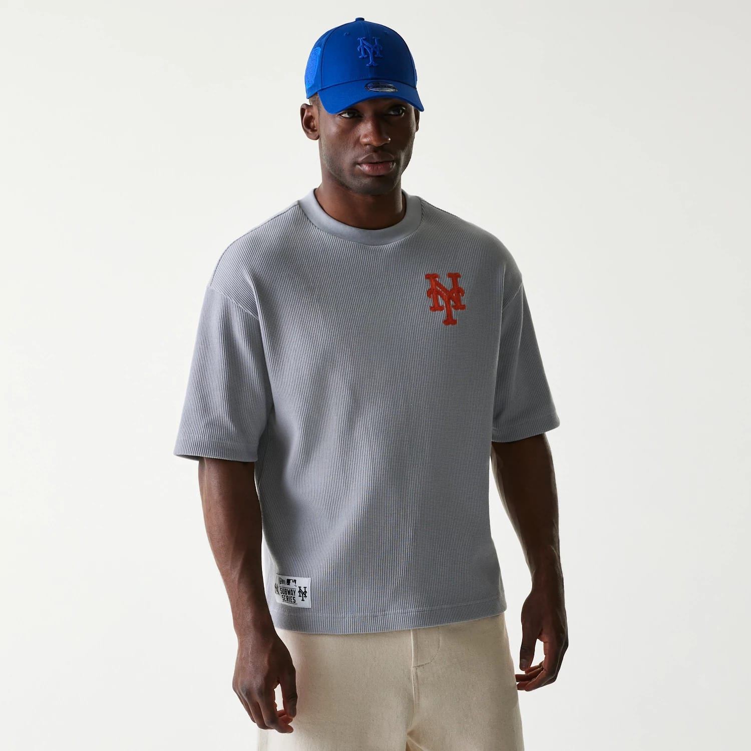 New York Mets MLB Waffle Grey Oversized T-Shirt-kentox