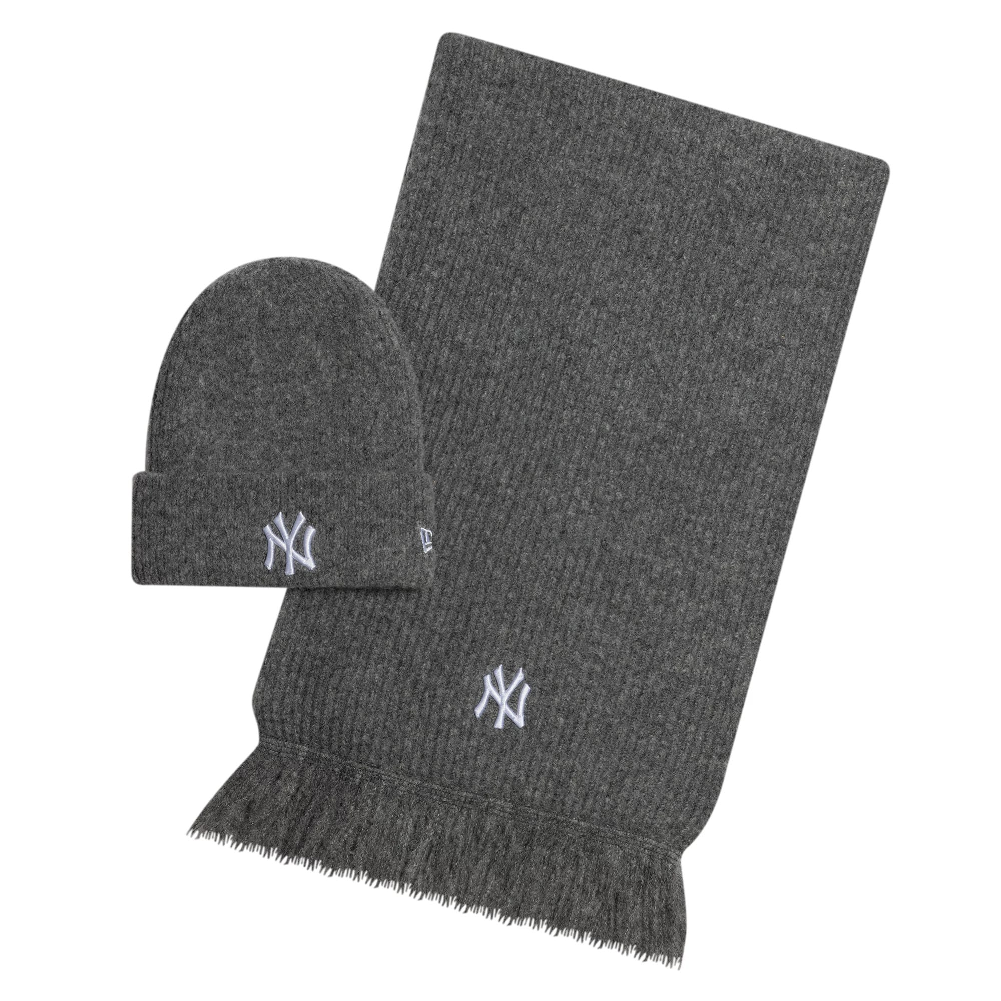 New York Yankees MLB Dark Grey Beanie & Scarf Set-kentox