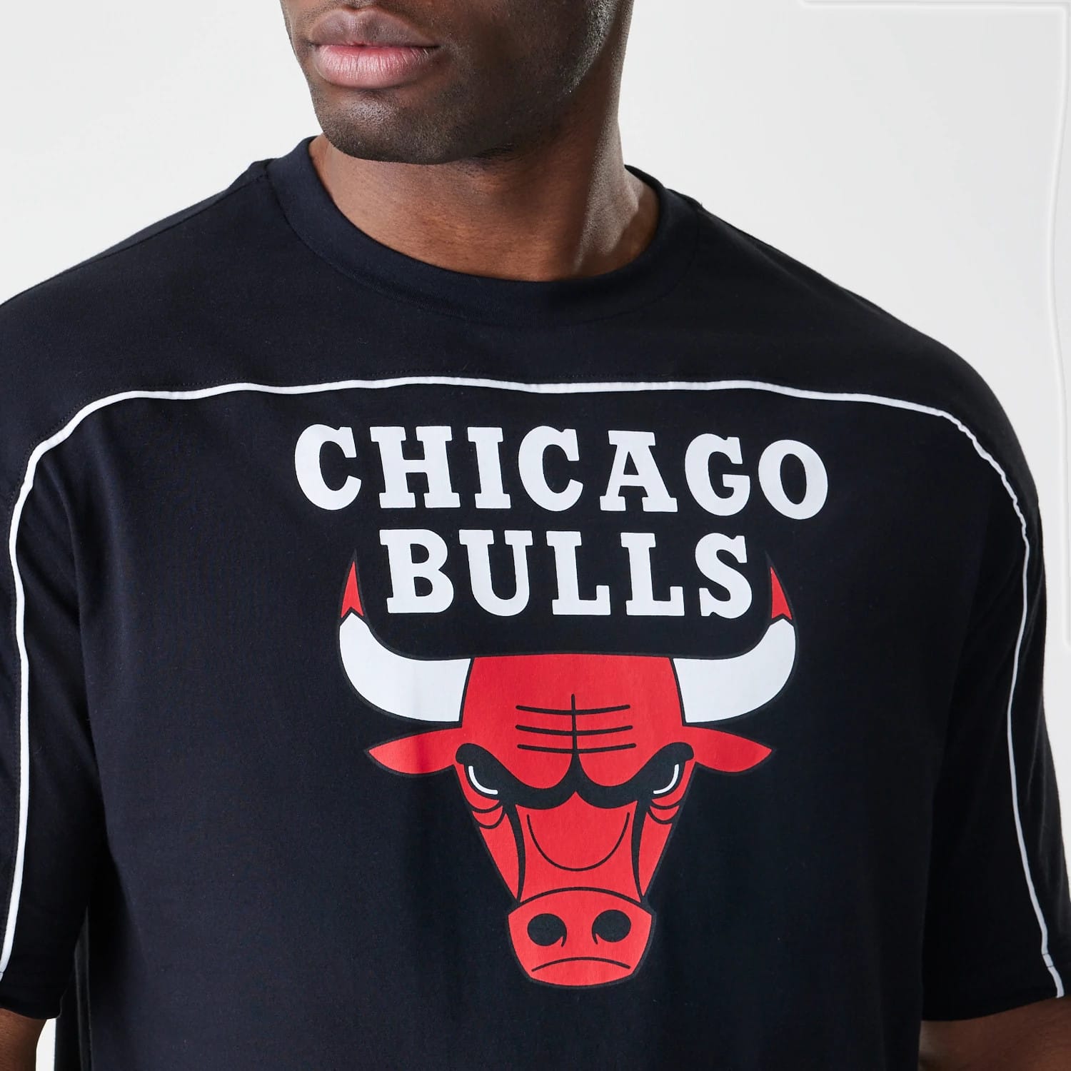 Chicago Bulls NBA Piping Stripe Black Oversized T-Shirt-kentox