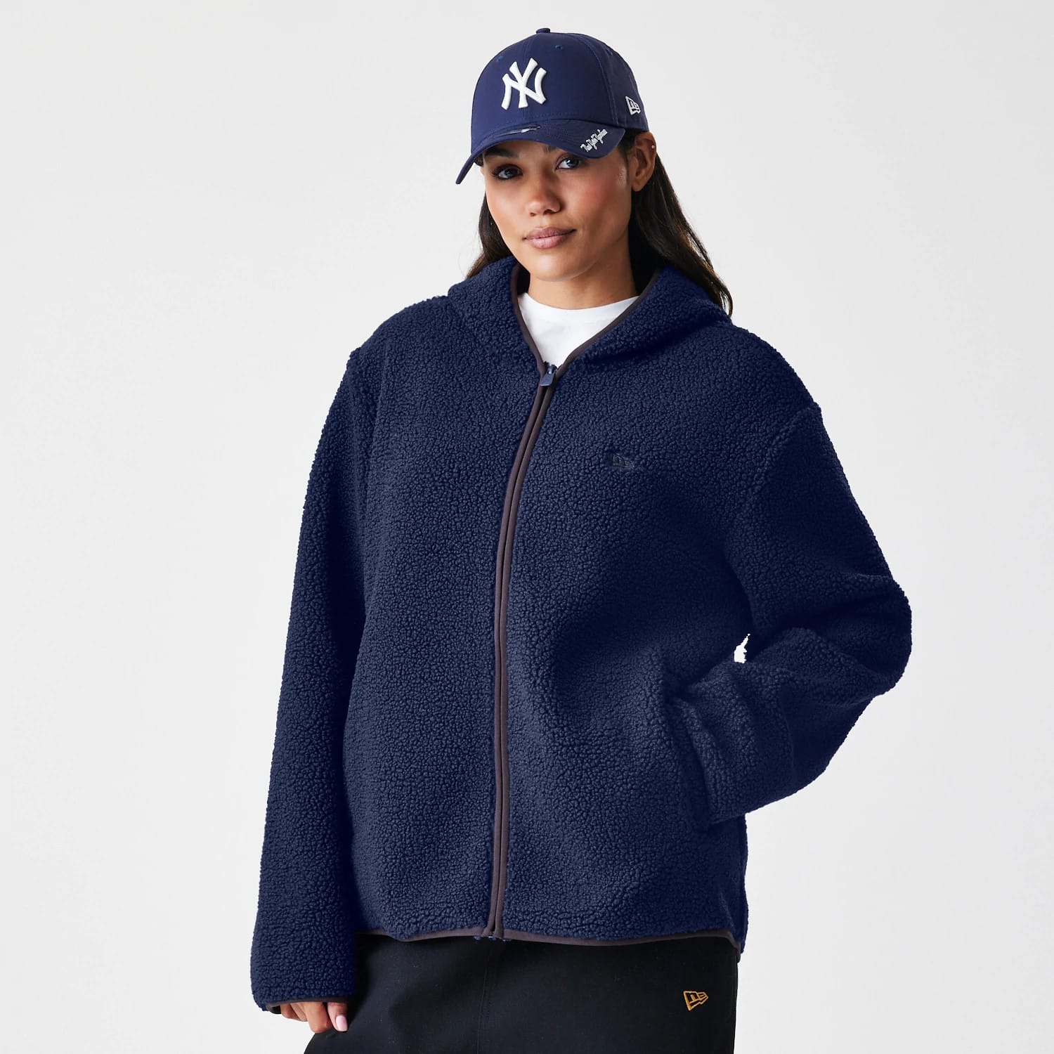 New Era Navy Hooded Sherpa Jacket-kentox
