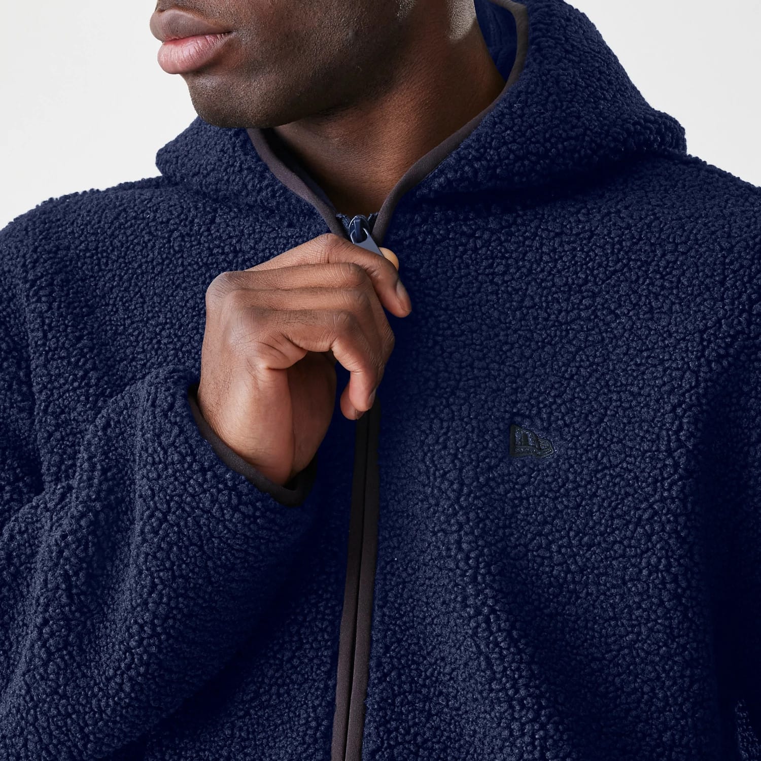 New Era Navy Hooded Sherpa Jacket-kentox