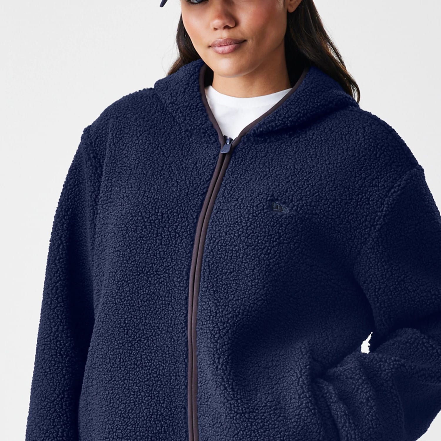 New Era Navy Hooded Sherpa Jacket-kentox