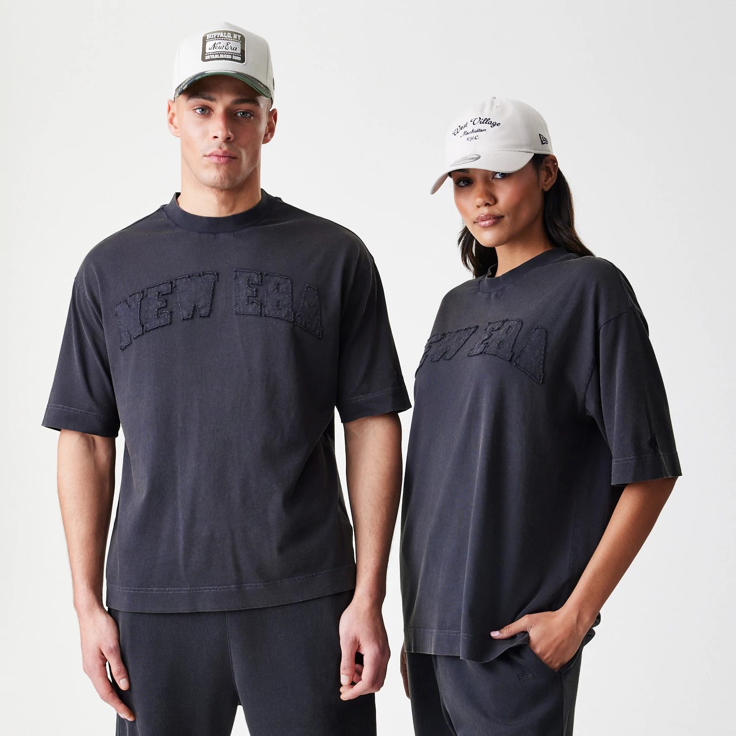 New Era Washed Black Oversized T-Shirt-kentox