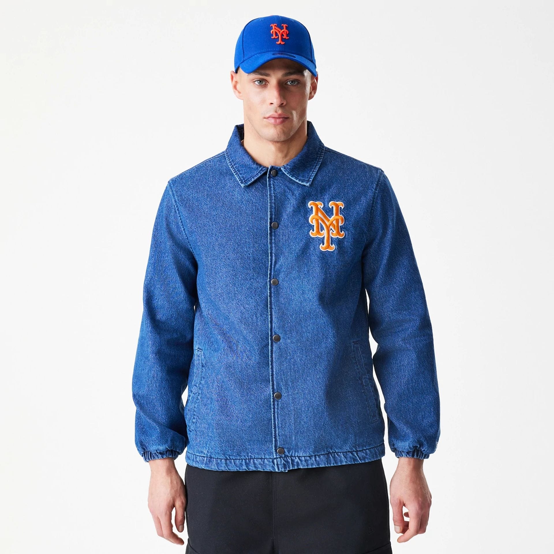 New York Mets MLB Denim Dark Blue Coaches Jacket-kentox