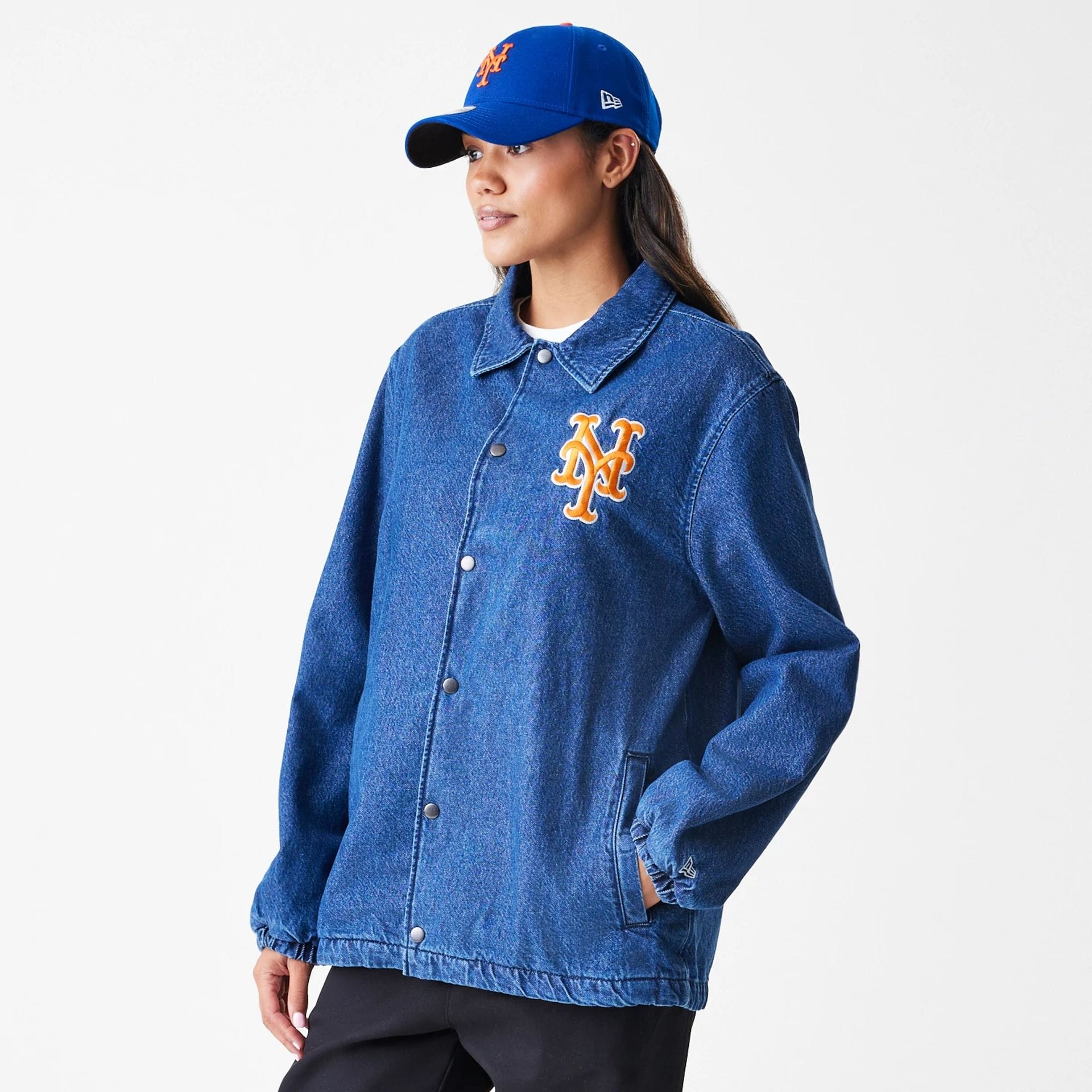 New York Mets MLB Denim Dark Blue Coaches Jacket-kentox