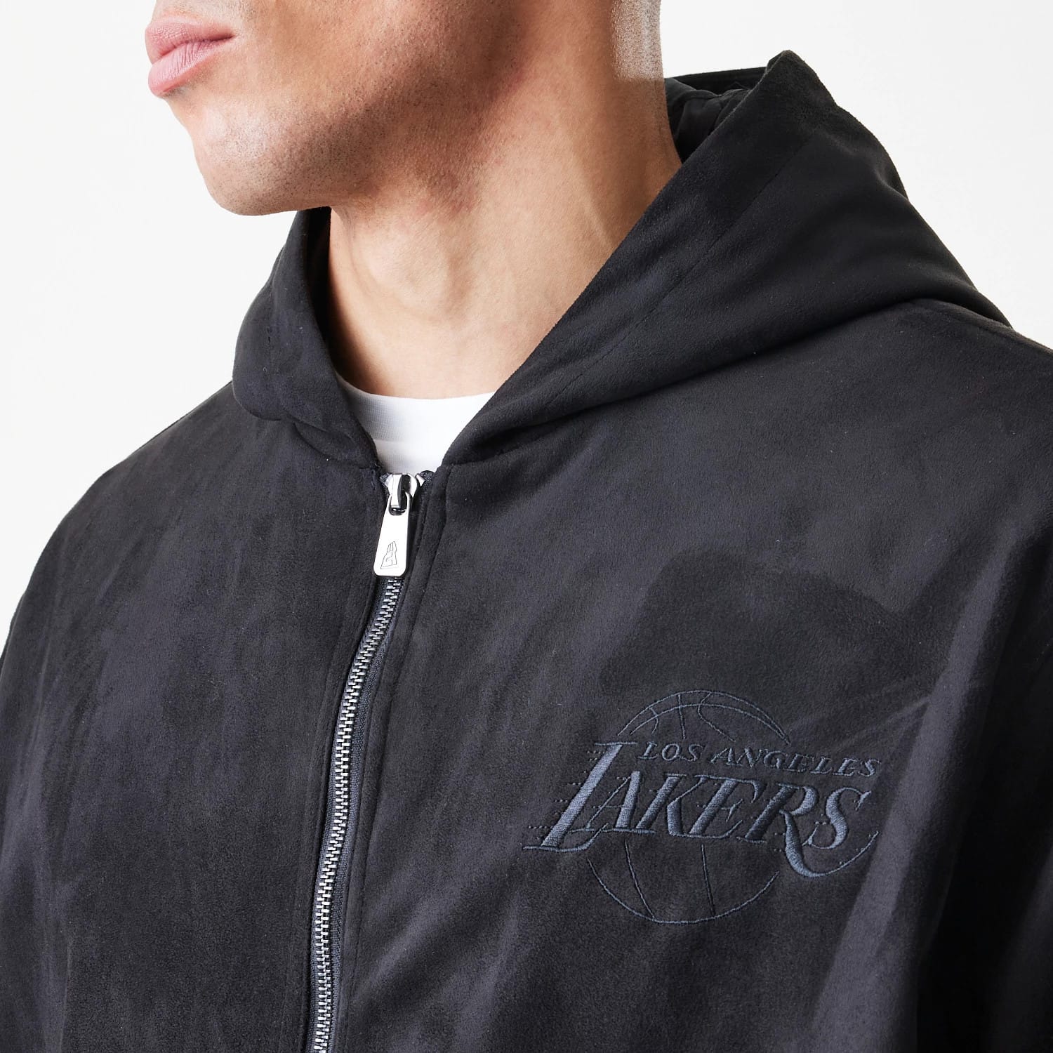 LA Lakers NBA Suede Black Hooded Jacket-kentox