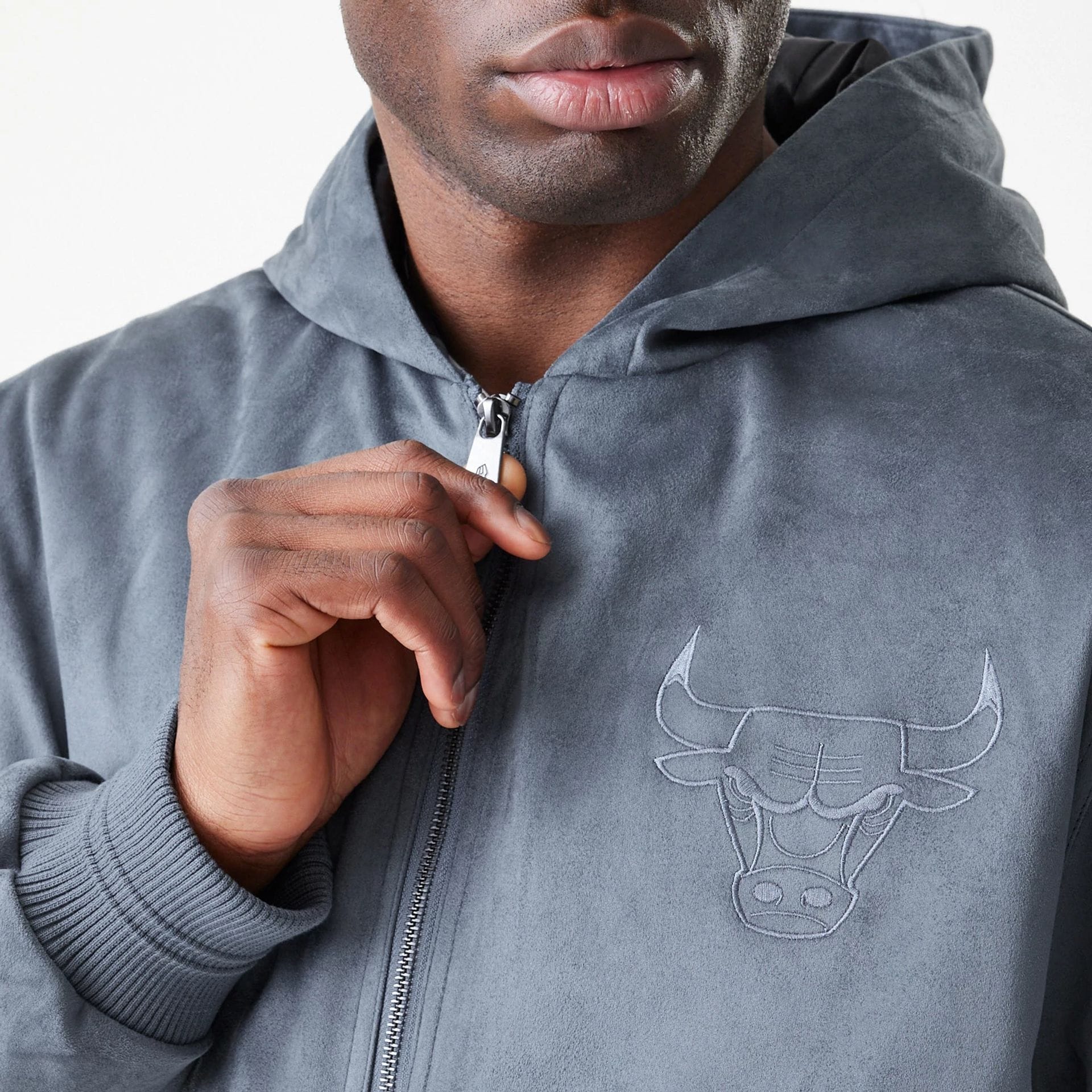 Chicago Bulls NBA Suede Dark Grey Jacket-kentox