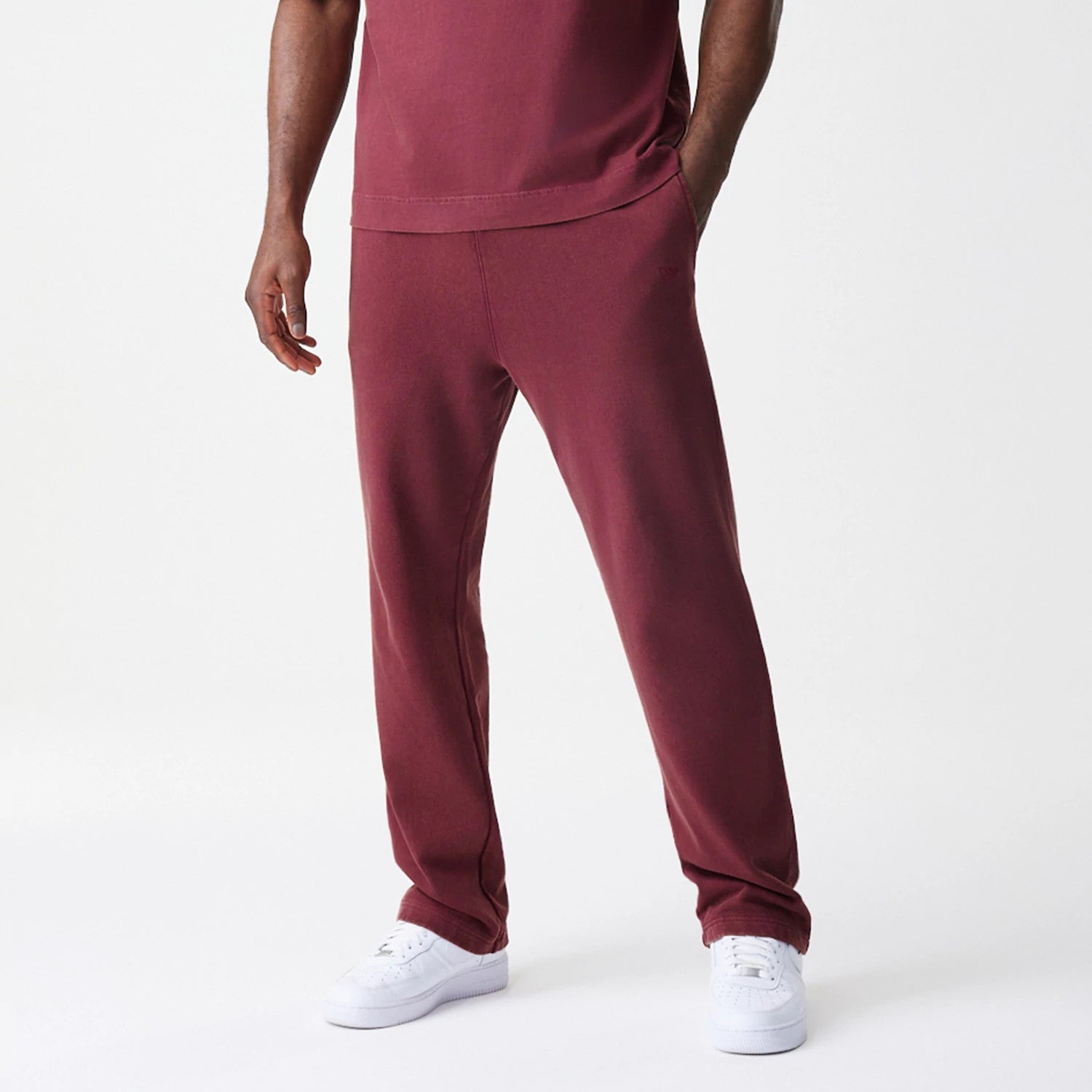 New Era Washed Dark Red Straight Leg Joggers-kentox