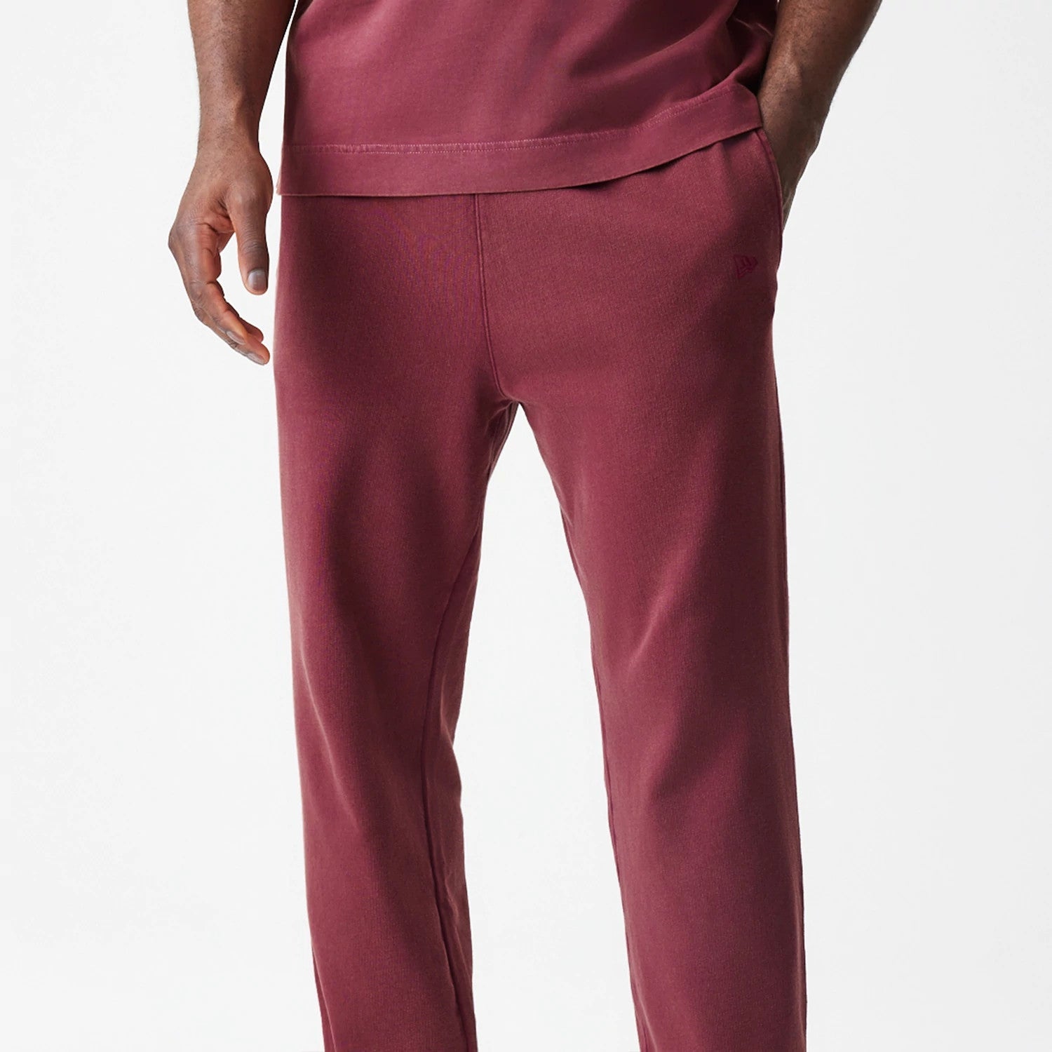 New Era Washed Dark Red Straight Leg Joggers-kentox
