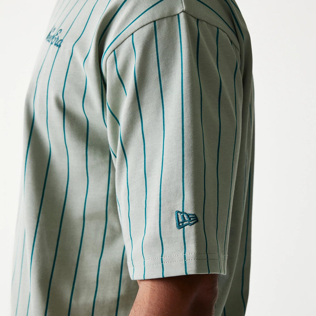 New Era Pinstripe Pastel Green Oversized T-Shirt-kentox
