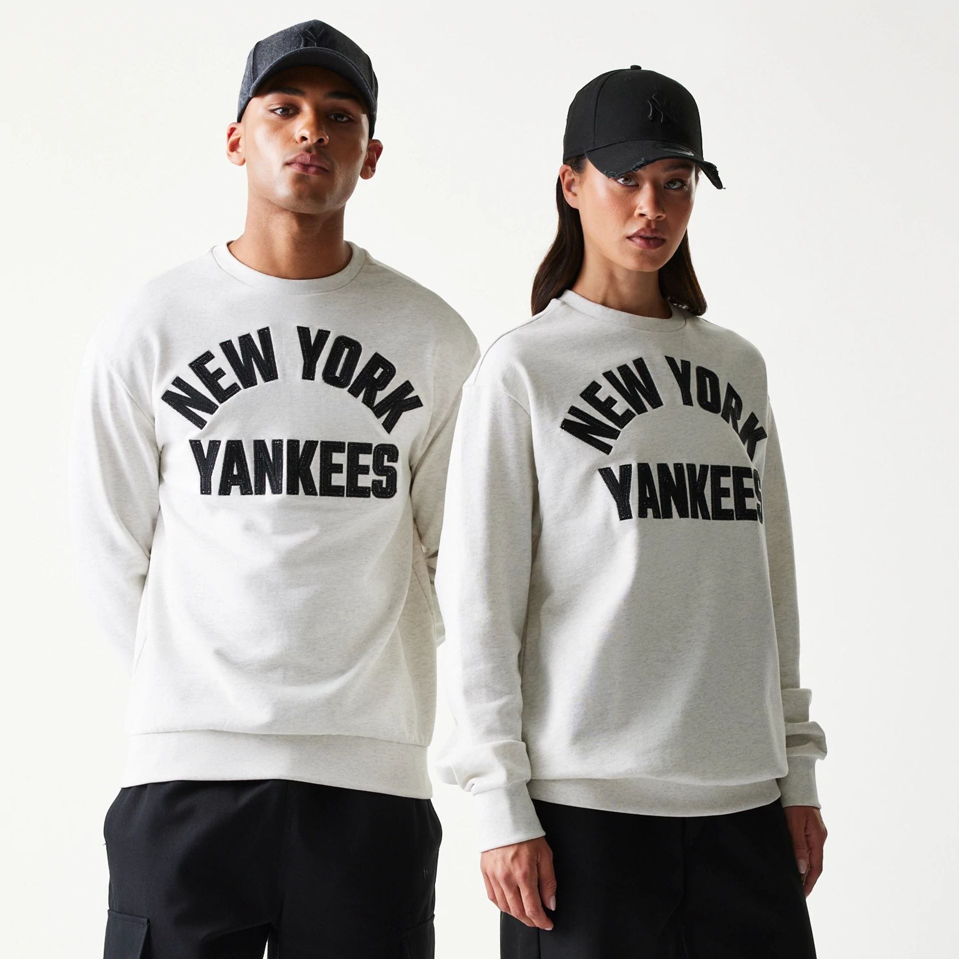 New York Yankees MLB Graphic Pastel Grey Oversized Crew Neck Sweater-kentox