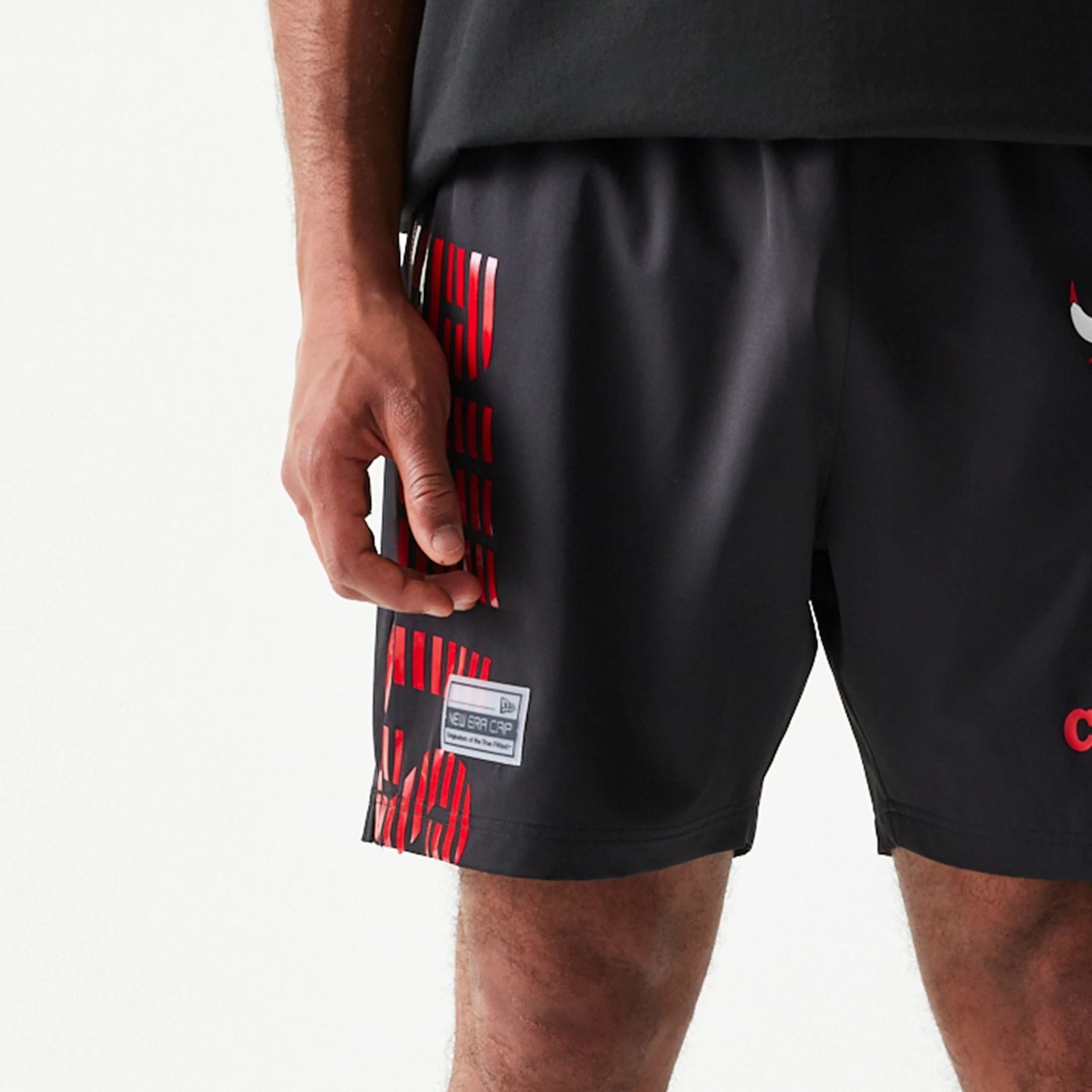Chicago Bulls NBA Match Black Oversized Shorts-kentox