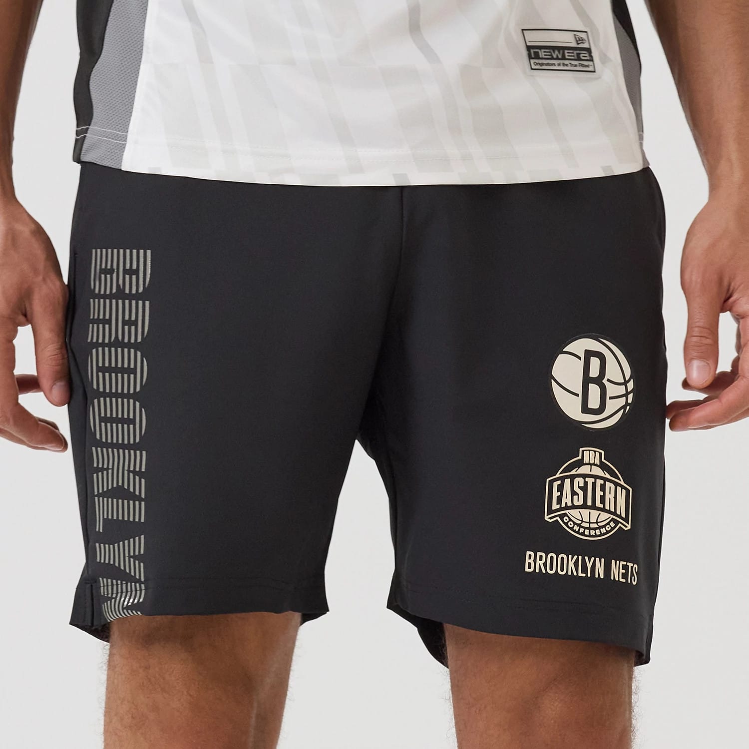 Brooklyn Nets NBA Match Black Oversized Shorts-kentox