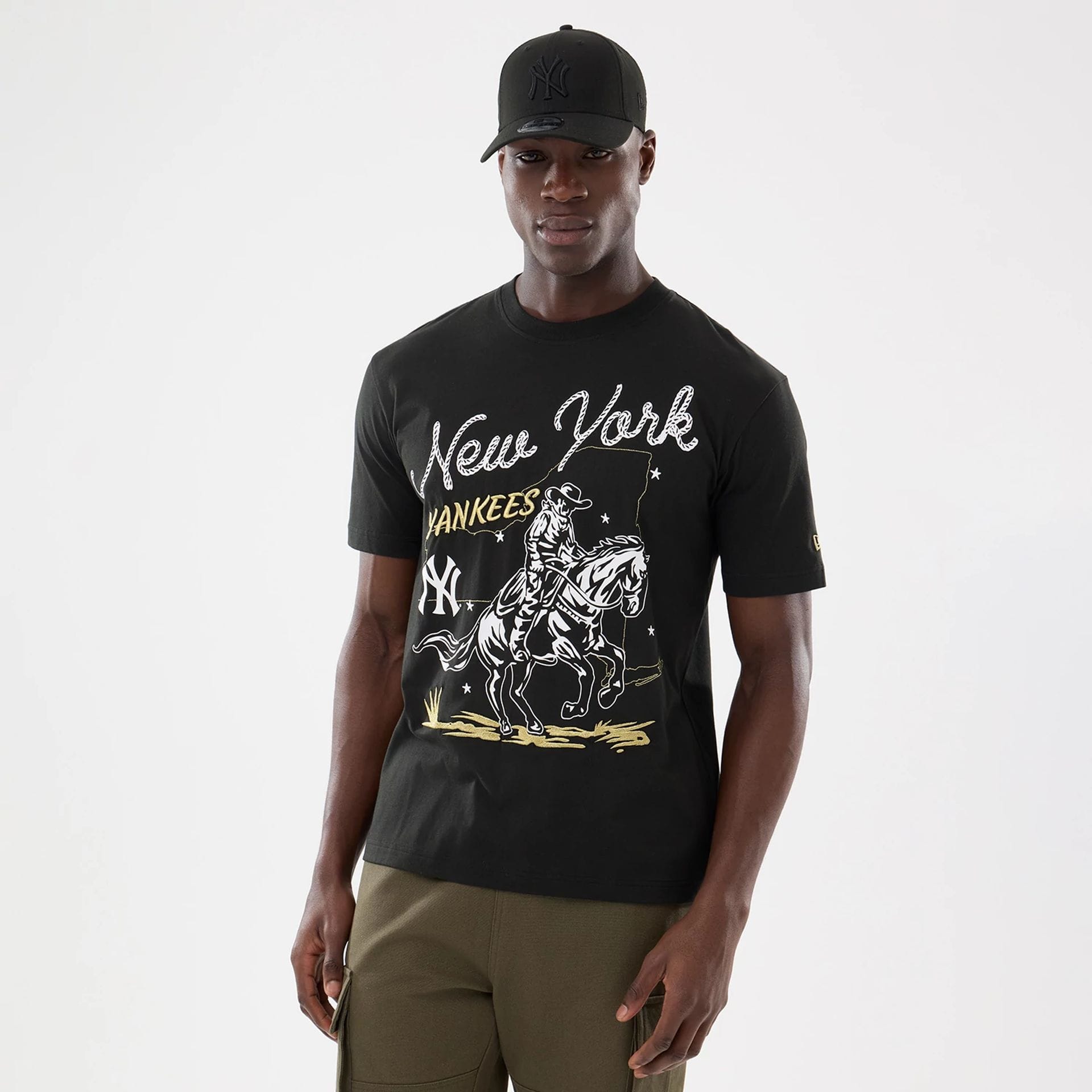 New York Yankees MLB Cowboy Graphic Black T-Shirt-kentox