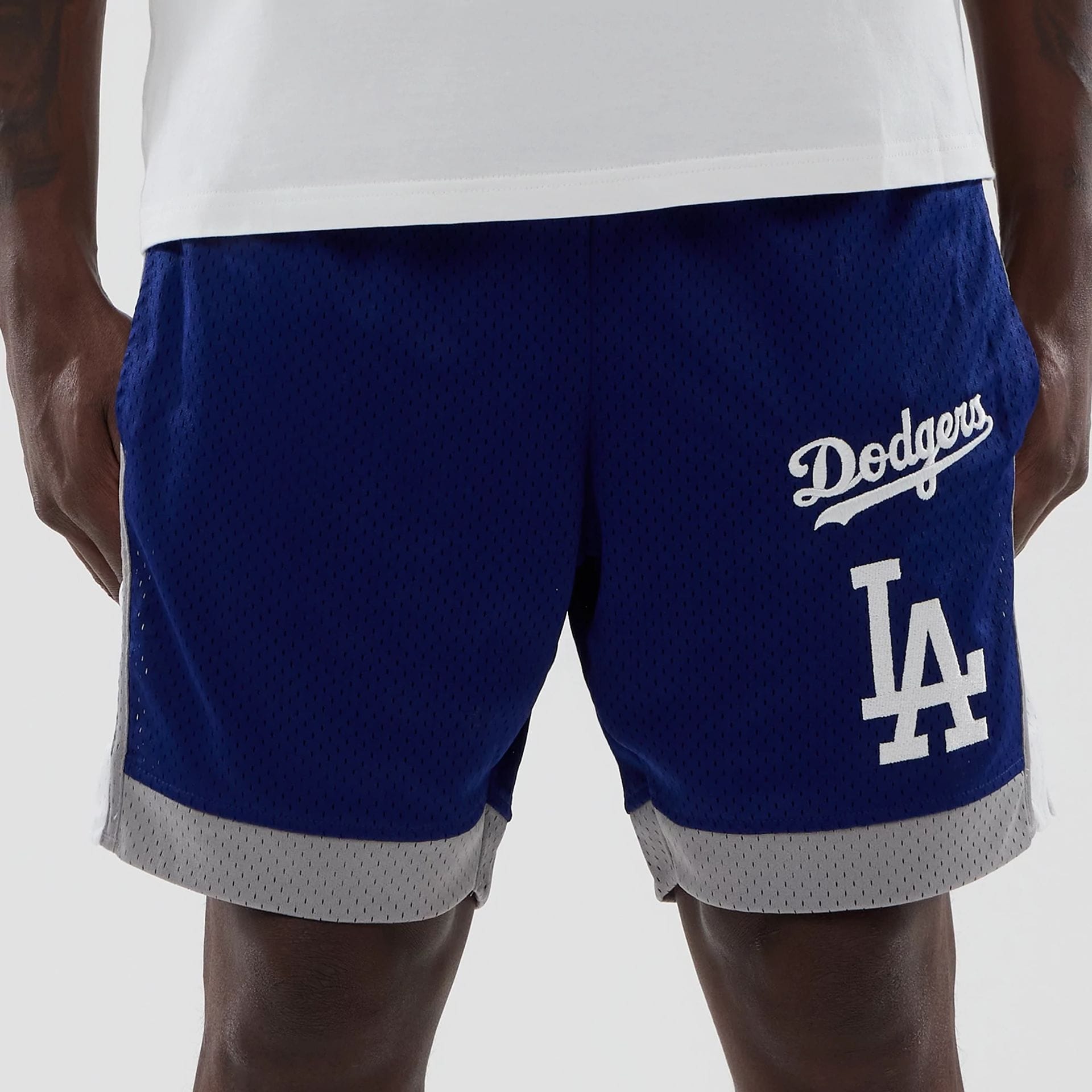 LA Dodgers MLB Dark Blue Mesh Shorts-kentox