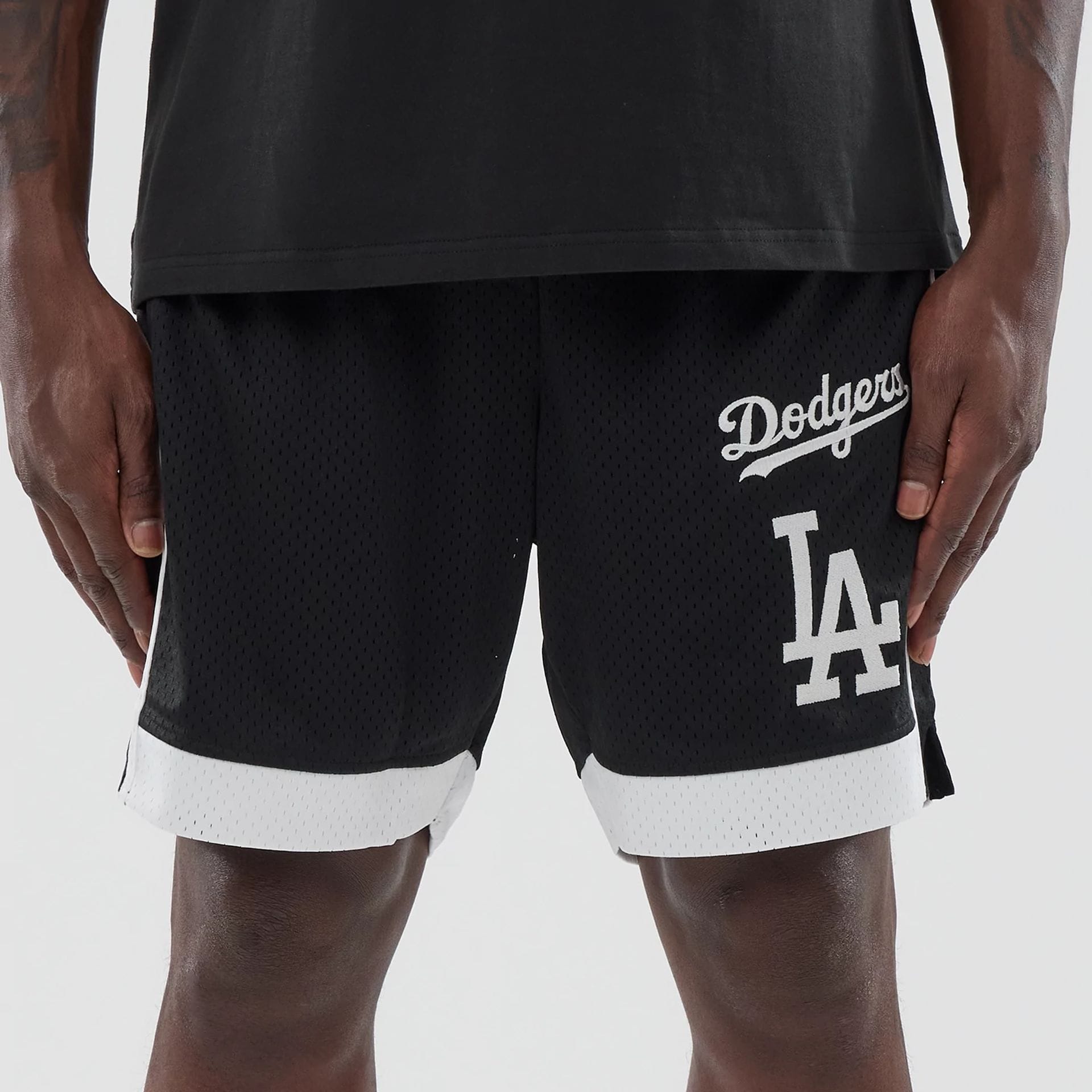 LA Dodgers MLB Black Mesh Shorts-kentox