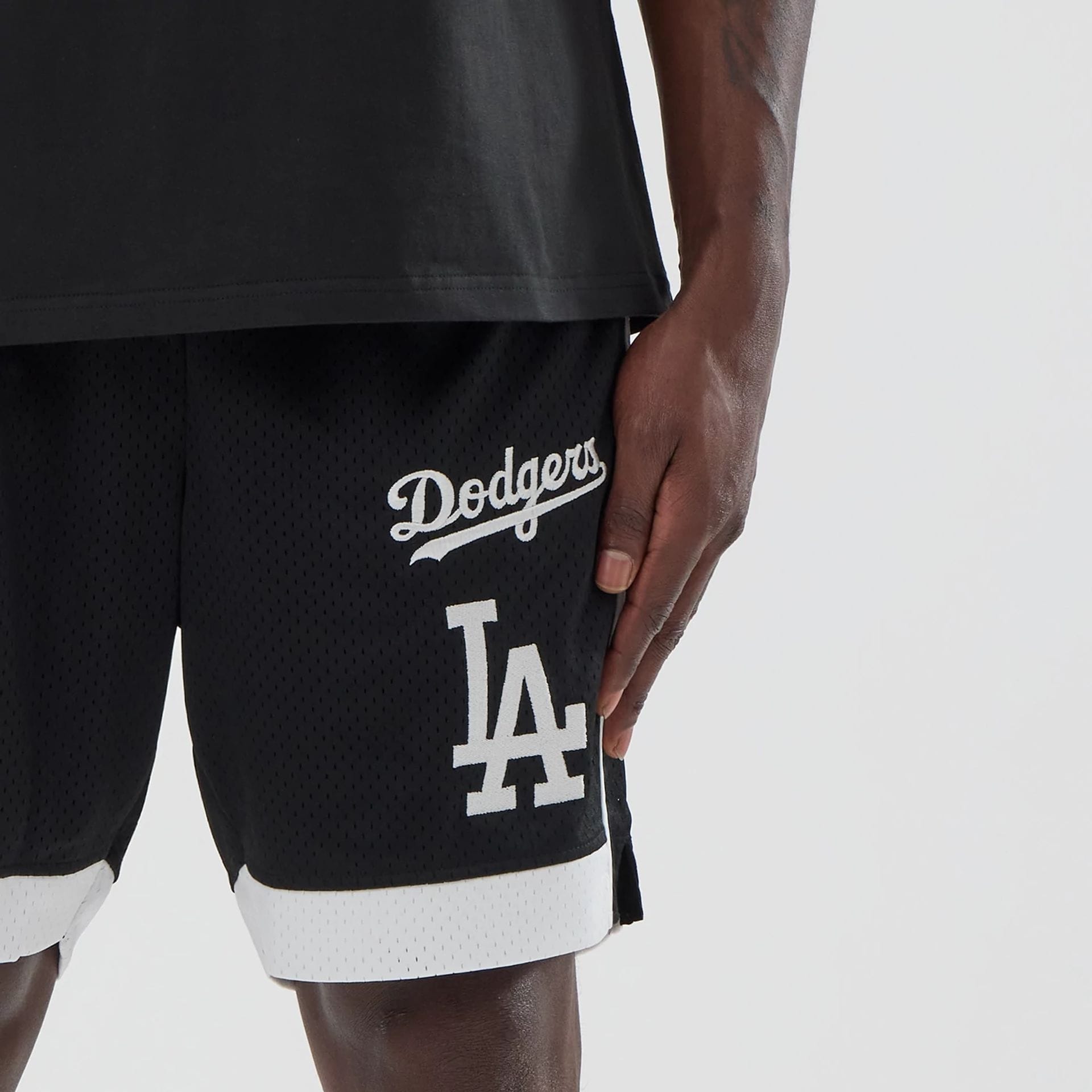 LA Dodgers MLB Black Mesh Shorts-kentox