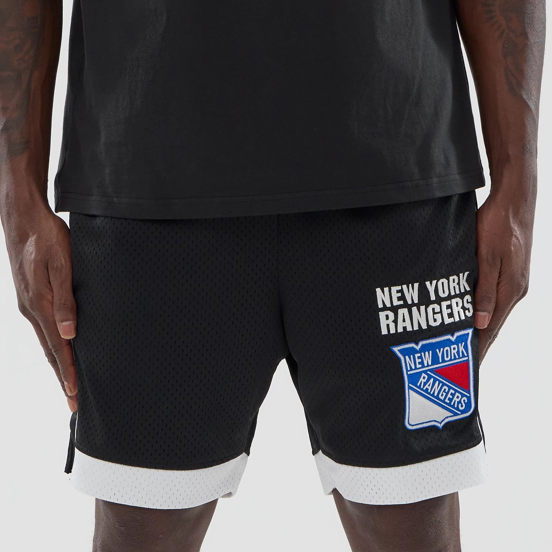 New York Rangers NHL Black Mesh Shorts-kentox