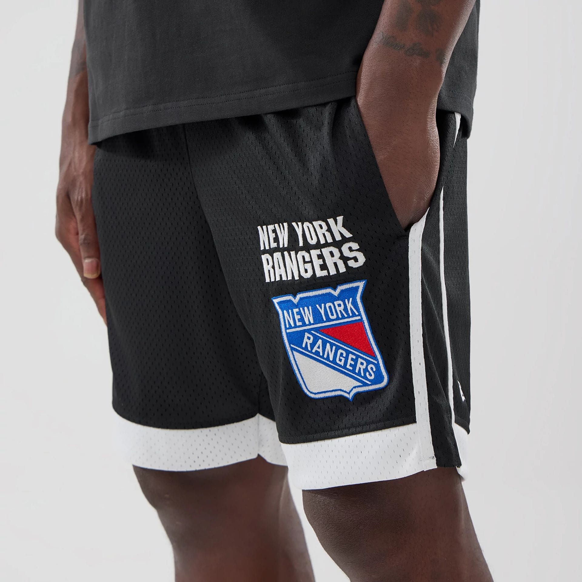 New York Rangers NHL Black Mesh Shorts-kentox