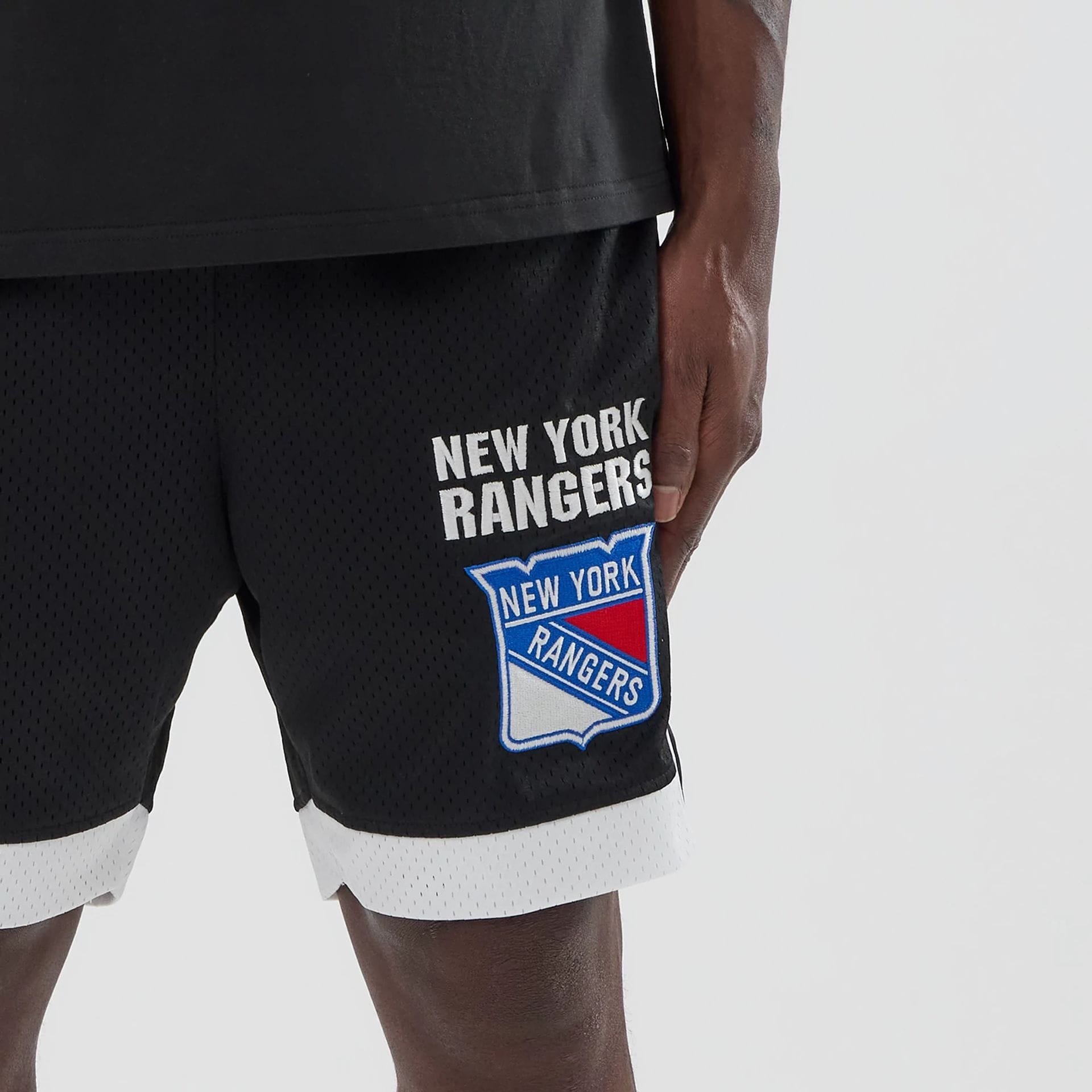 New York Rangers NHL Black Mesh Shorts-kentox
