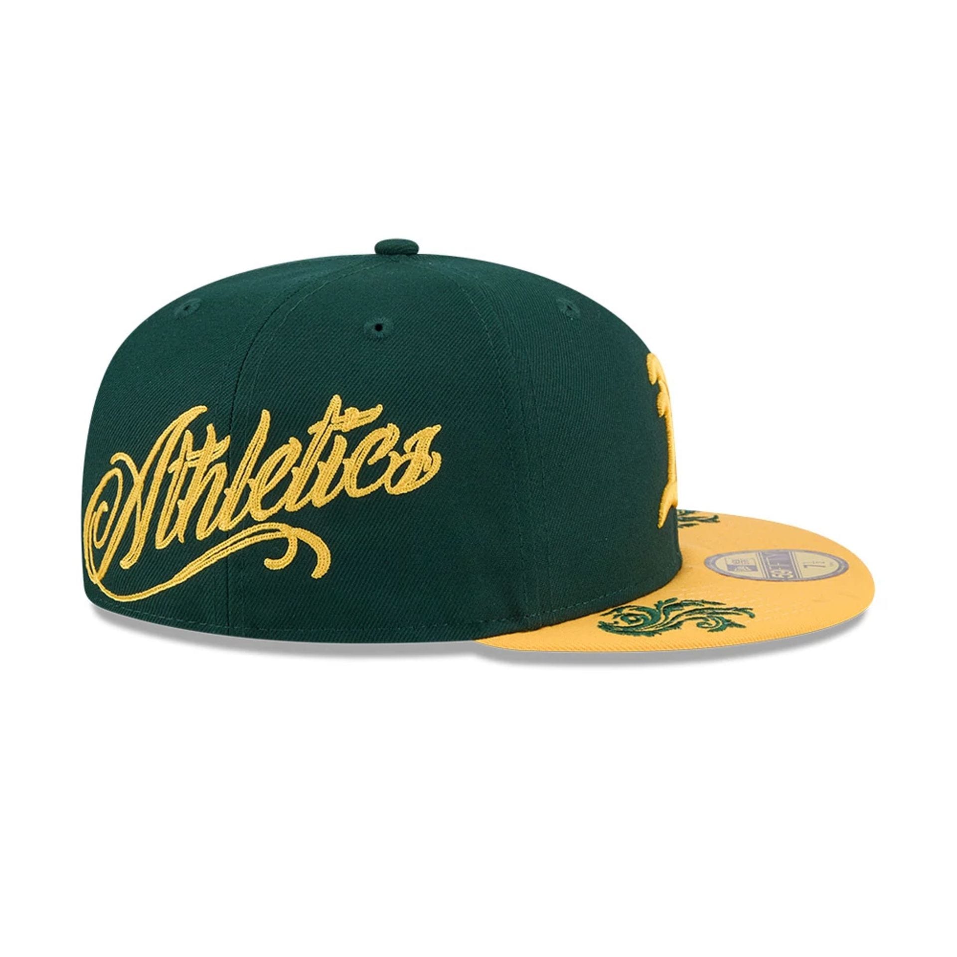 Athletics MLB Script Dark Green 59FIFTY Fitted Cap-kentox