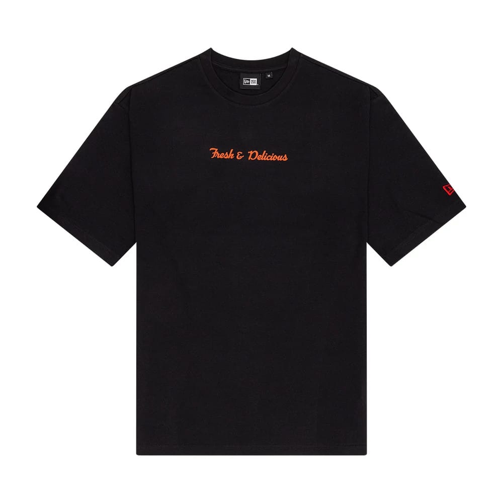 New Era Food Graphic Black Oversized T-Shirt-kentox