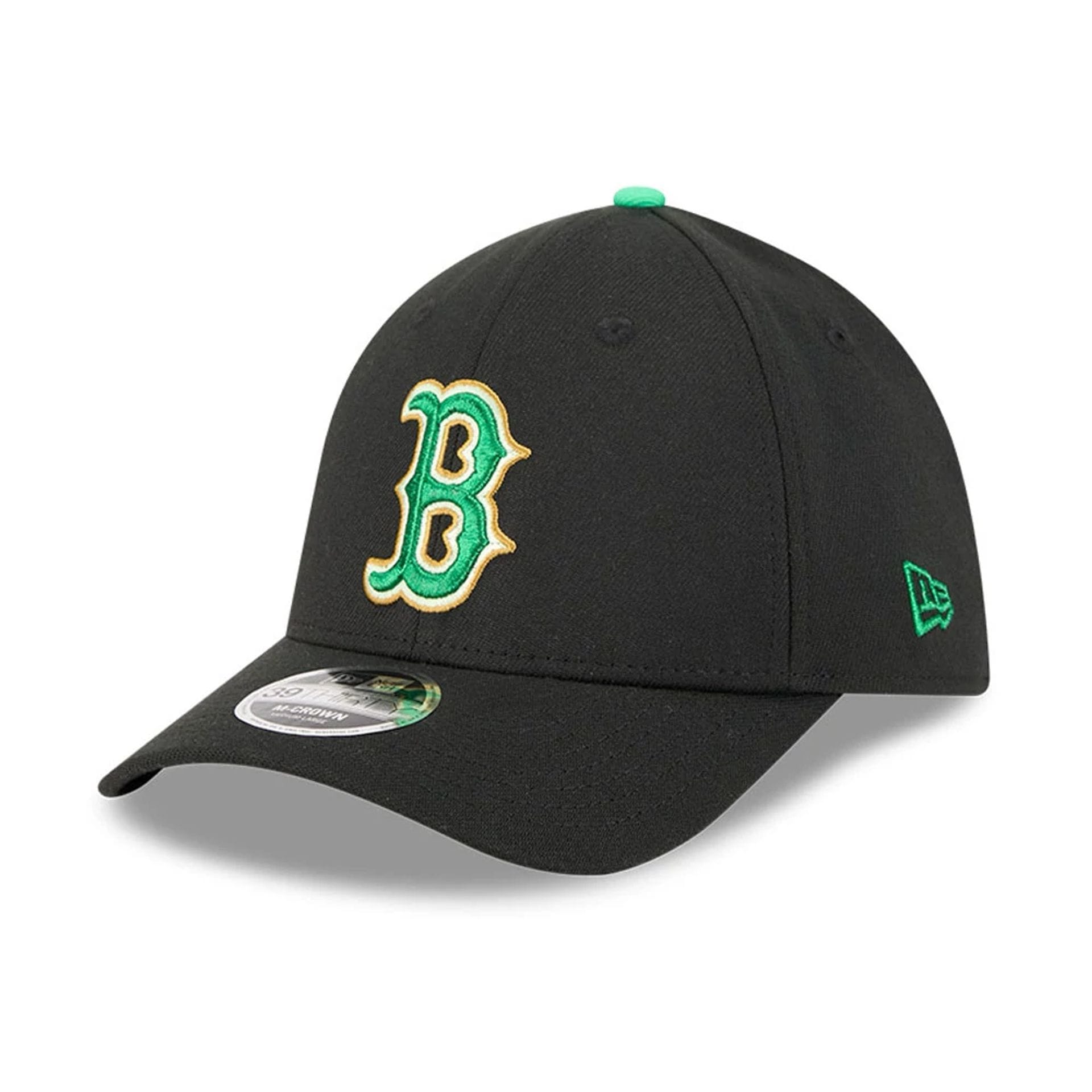 Red Sox MLB Saint Patrick's Day Black 39THIRTY M-Crown A-Frame Stretch Fit Cap-kentox