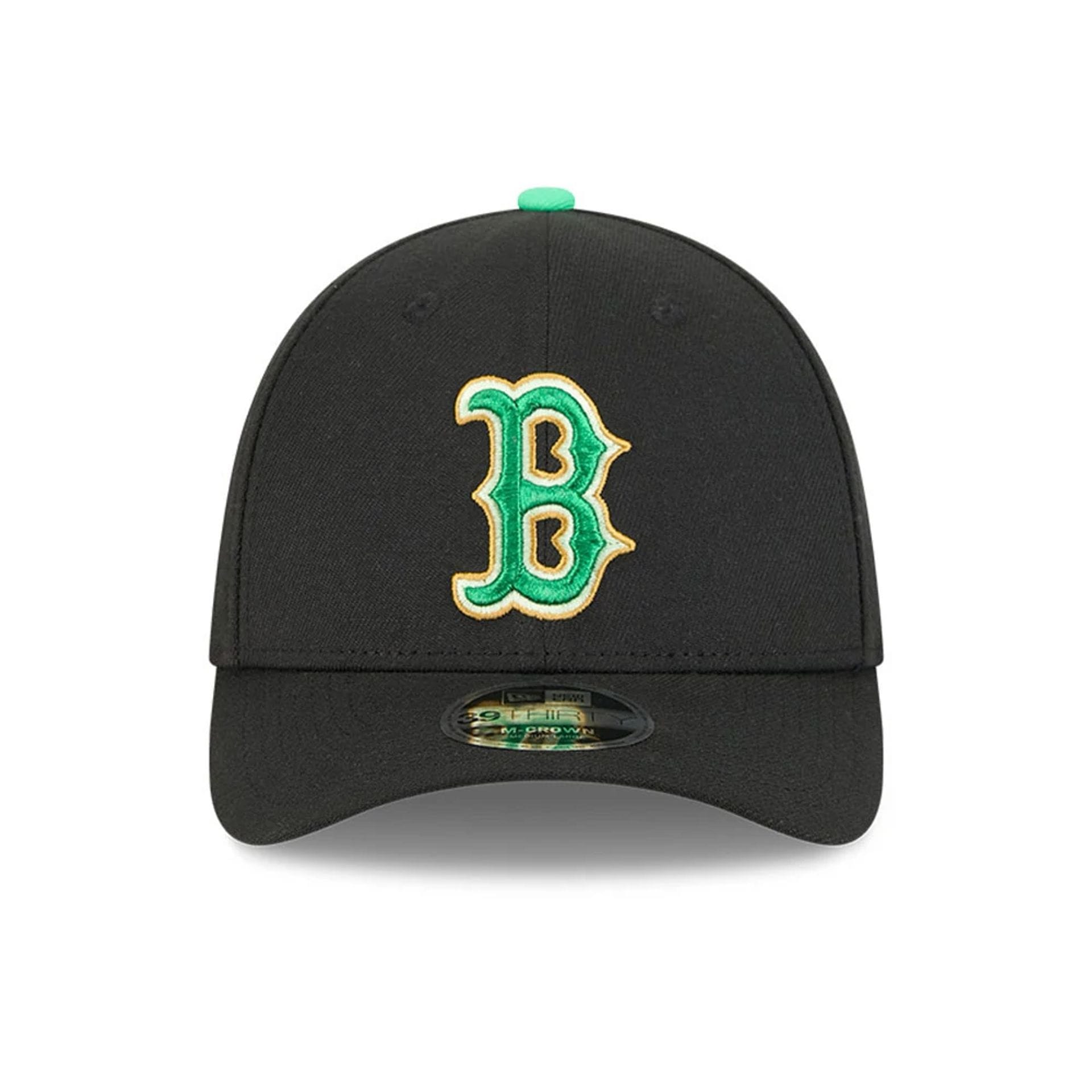 Red Sox MLB Saint Patrick's Day Black 39THIRTY M-Crown A-Frame Stretch Fit Cap-kentox