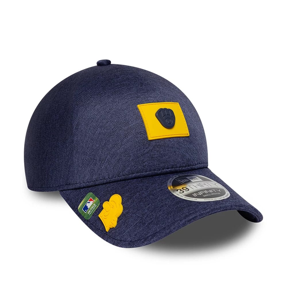 Milwaukee Brewers MLB Clubhouse Navy 39THIRTY Infinity Stretch Fit Cap-kentox
