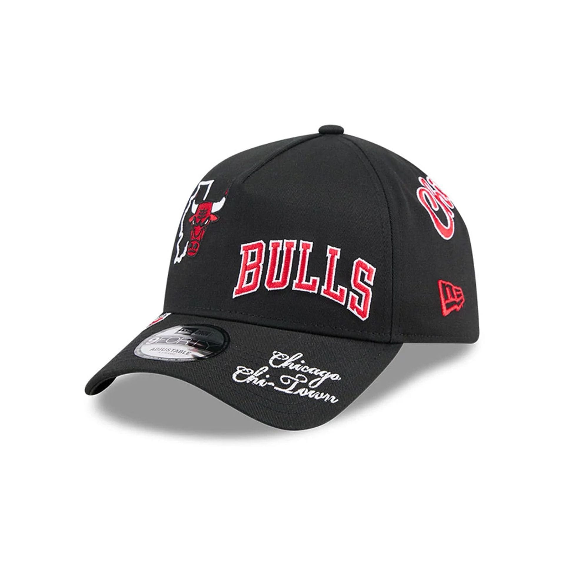 Chicago Bulls NBA All Over Black 9FORTY A-Frame Adjustable Cap-kentox