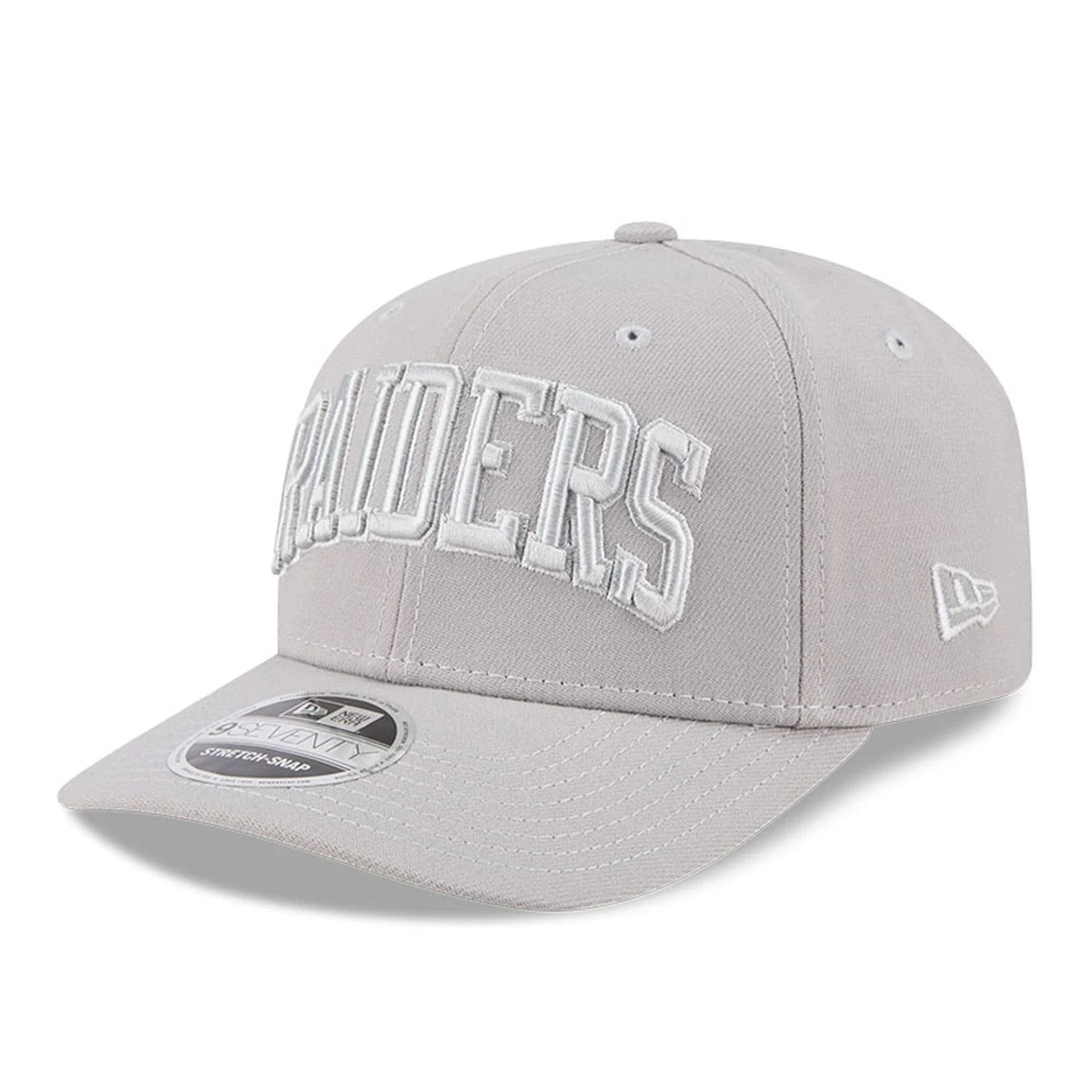 Las Vegas Raiders NFL Script Grey 9SEVENTY Stretch Snap Adjustable Cap-kentox