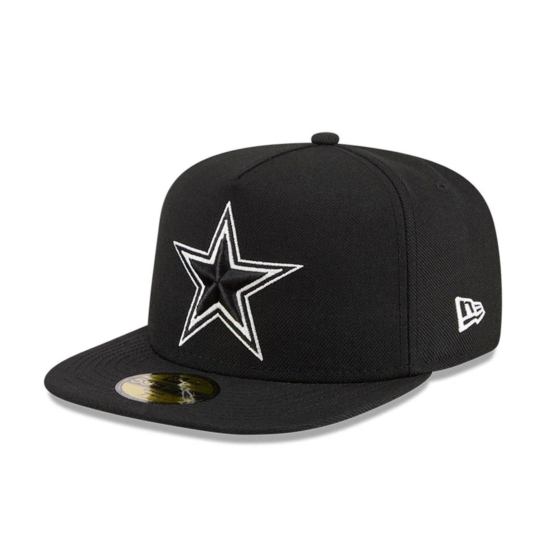 Dallas Cowboys NFL Chiseled Embroidery Black 59FIFTY A-Frame Fitted Cap-kentox