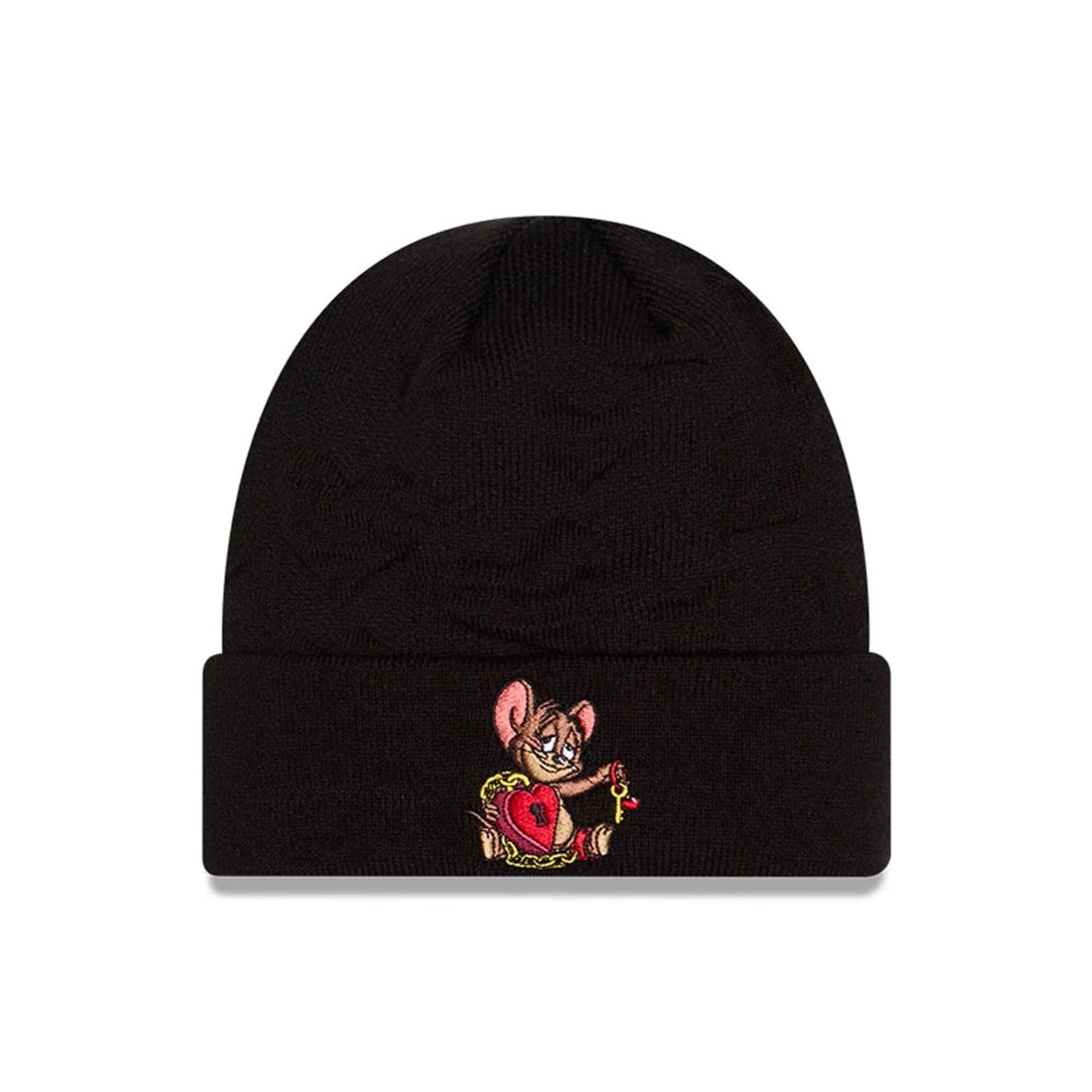Tom & Jerry Key To My Heart Black Cuff Knit Beanie Hat-kentox