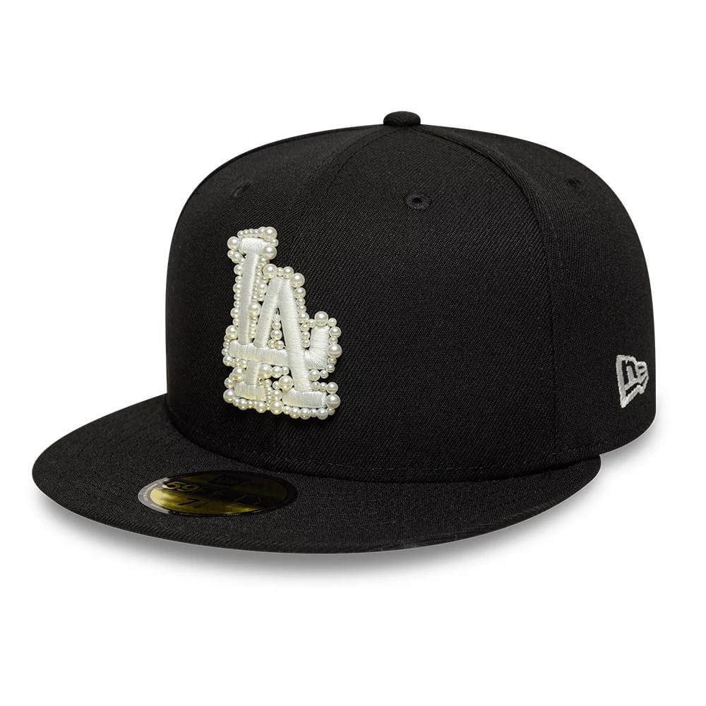 LA Dodgers MLB Faux Pearl Black 59FIFTY Fitted Cap-kentox