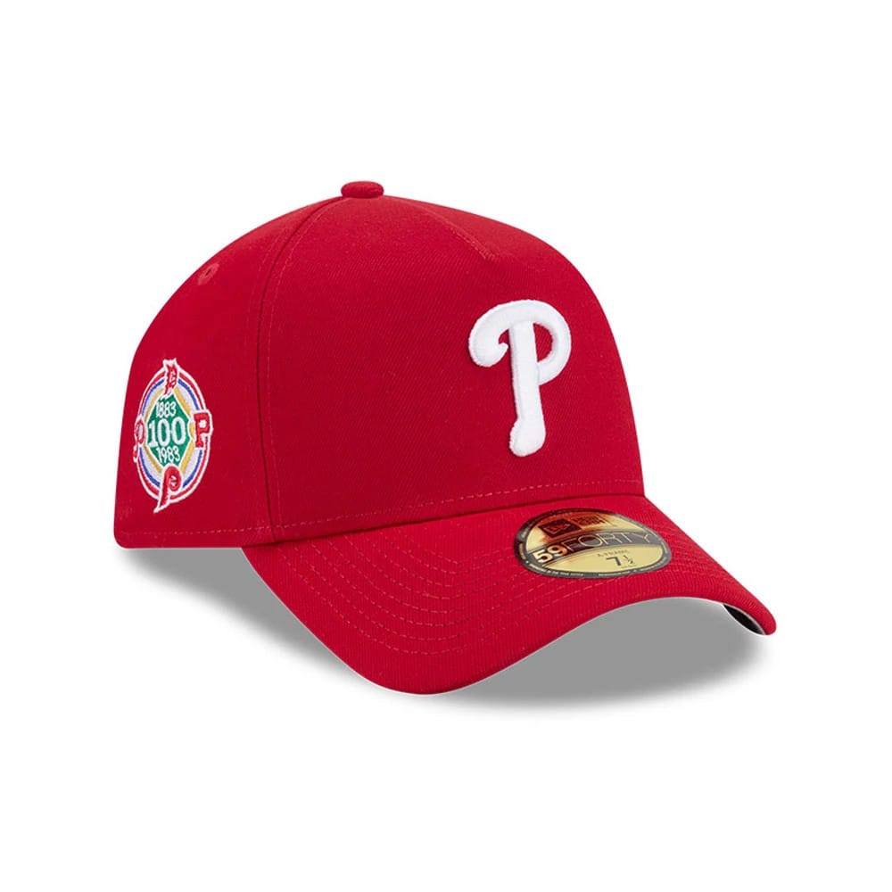 Philadelphia Phillies MLB Team Side Red 59FORTY A-Frame Fitted Cap-kentox