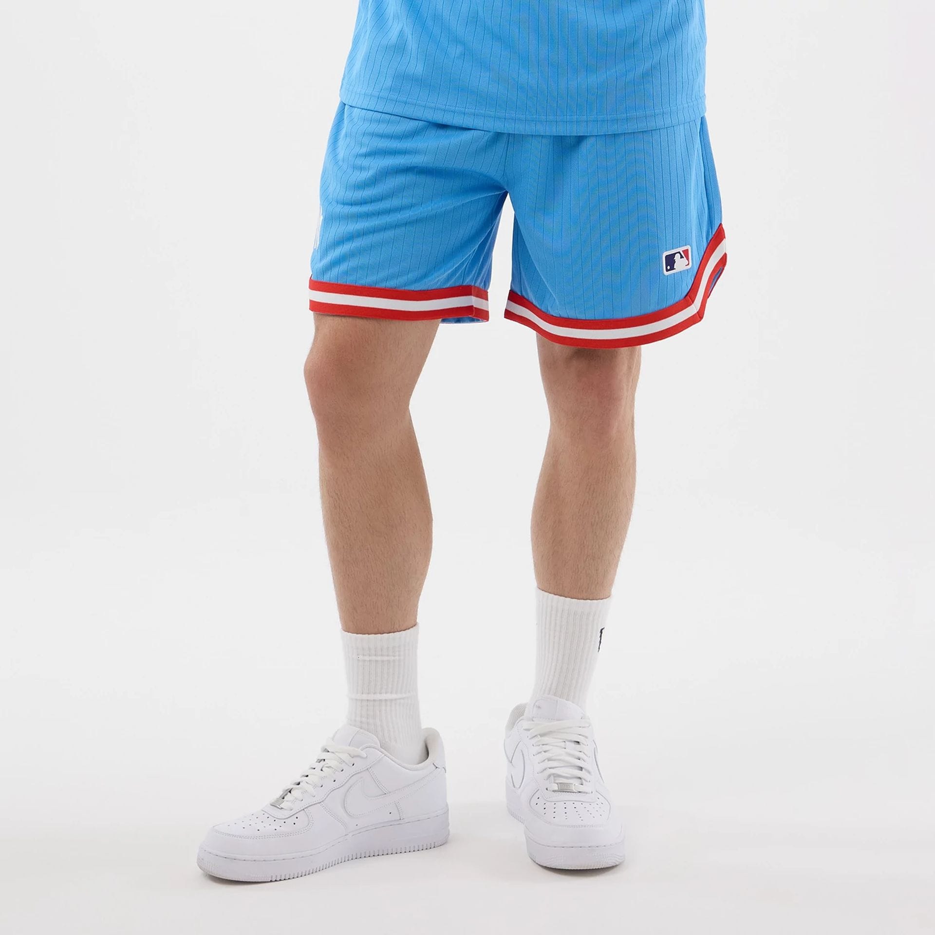 New York Yankees MLB Arch Pastel Blue Oversized Shorts-kentox