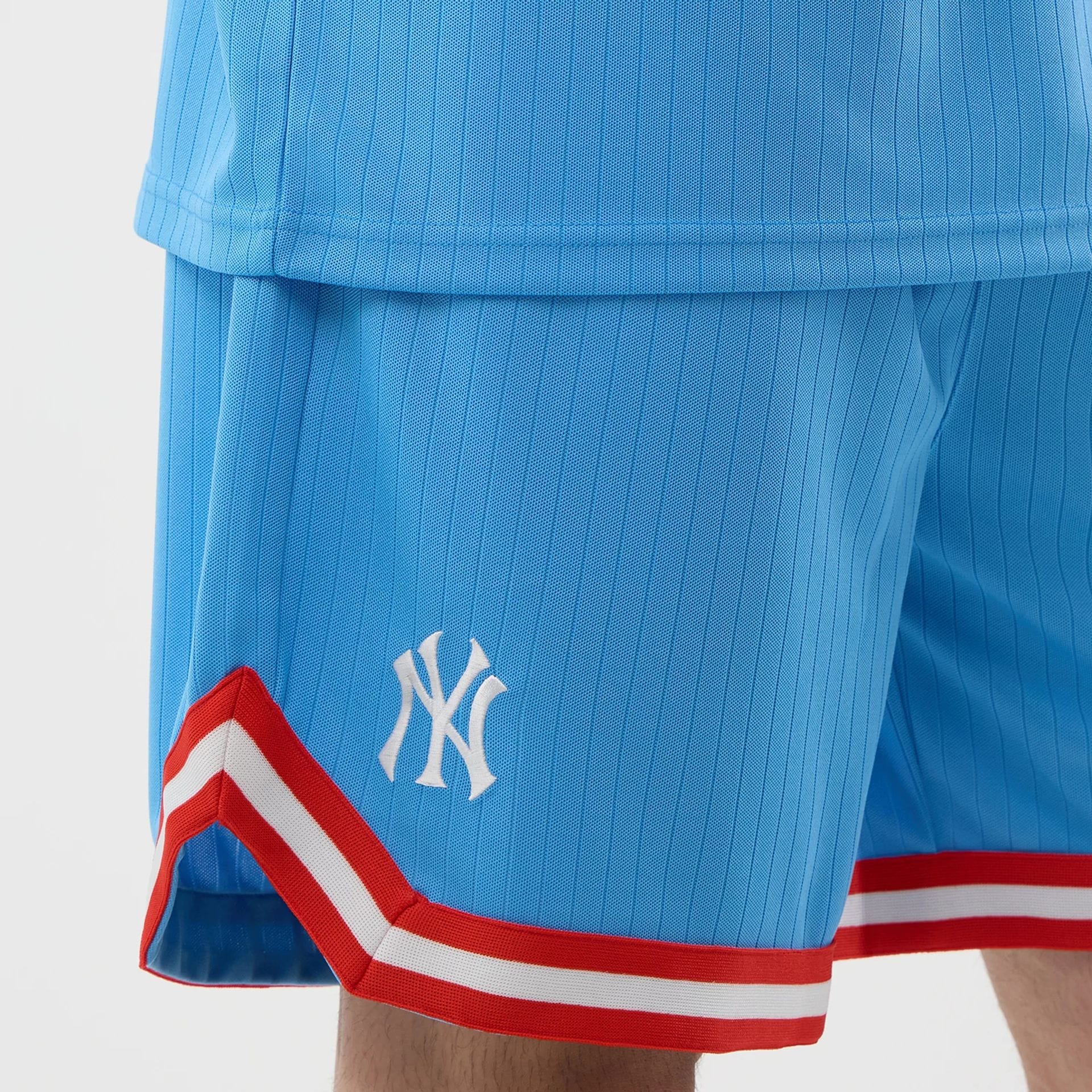 New York Yankees MLB Arch Pastel Blue Oversized Shorts-kentox