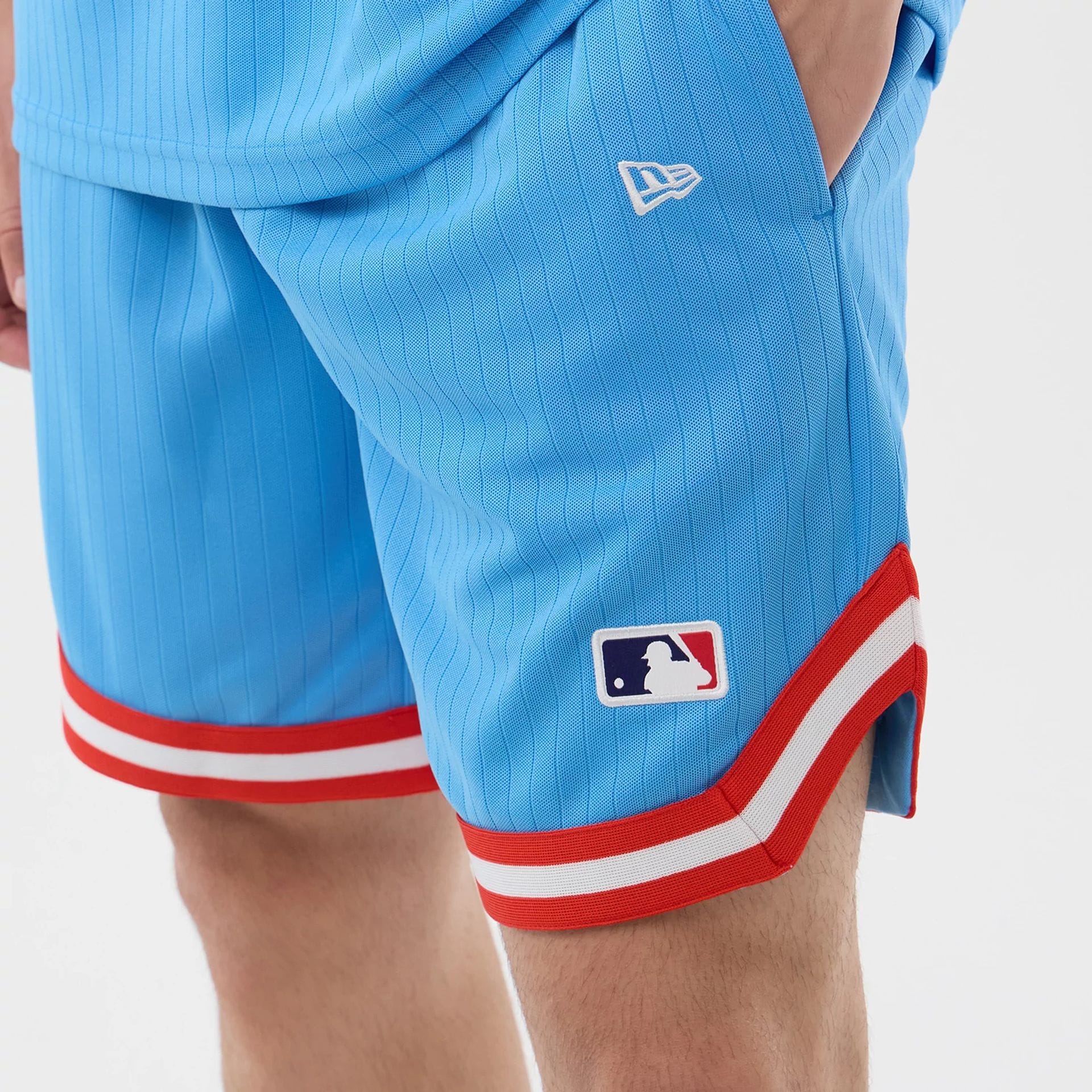 New York Yankees MLB Arch Pastel Blue Oversized Shorts-kentox