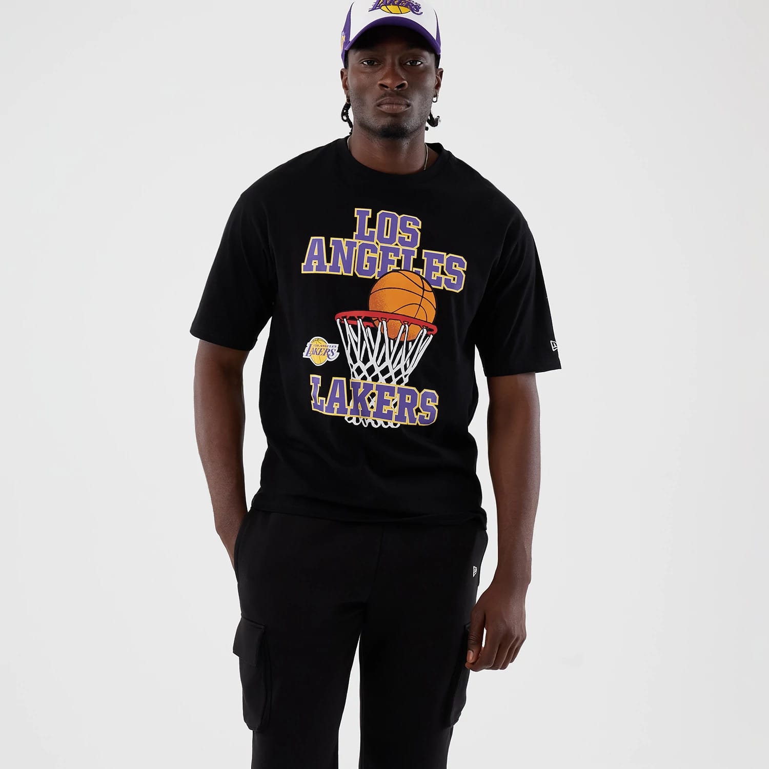 LA Lakers NBA Basketball Graphic Black Oversized T-Shirt-kentox