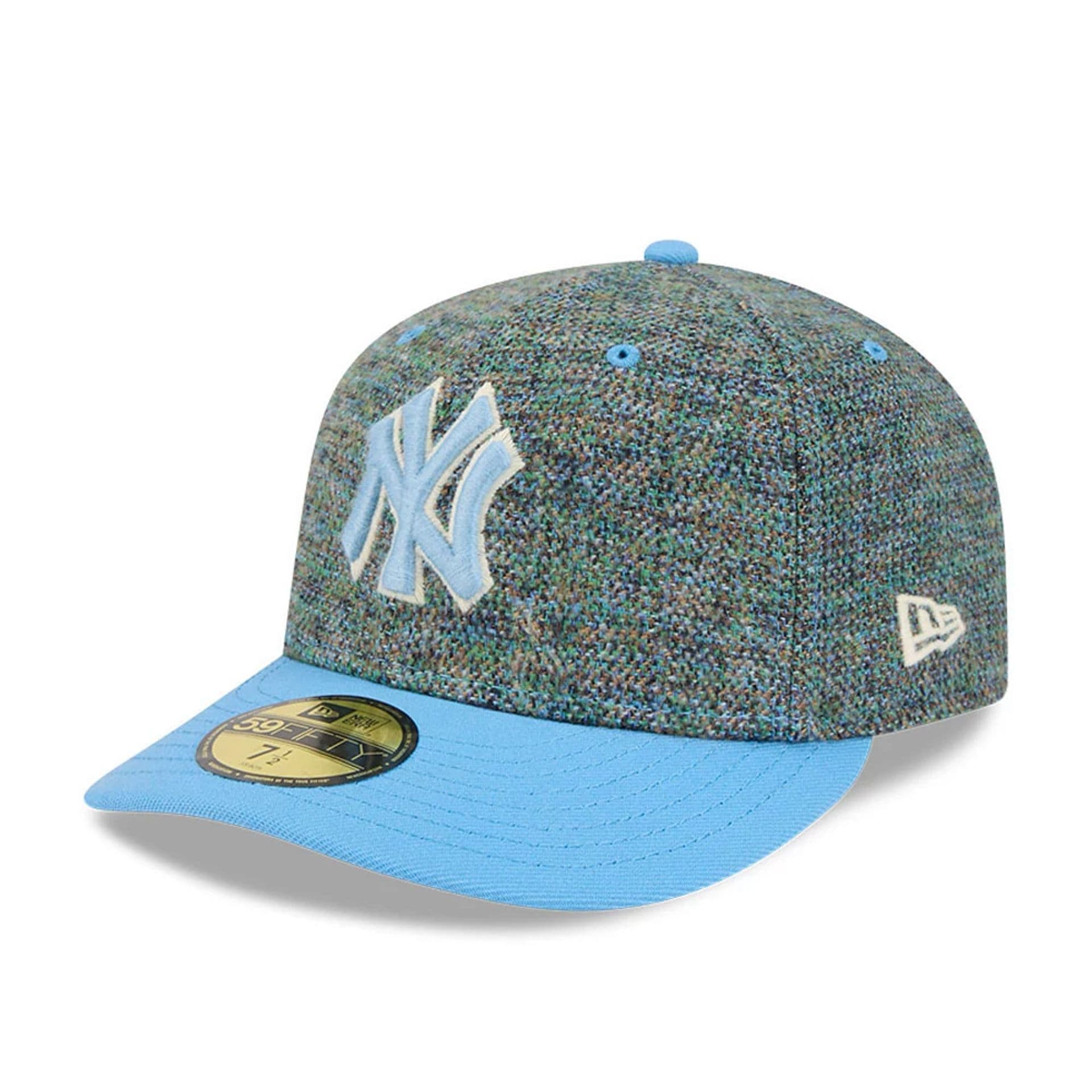 New York Yankees MLB Tweedy Cotton Pastel Blue 59FIFTY Fitted Cap-kentox